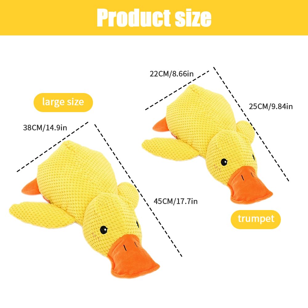 2024 Upgraded Durable Quack-Quack Duck Dog Toy - Soft Plush Yellow Stuffed Squeaky Chew Toy for Puppies & Dogs - Calming Mellow Duck for Indoor Play & Anxiety Relief - Perfect for Teething, Fetch & Cuddling (Yellow, 1-Pack)