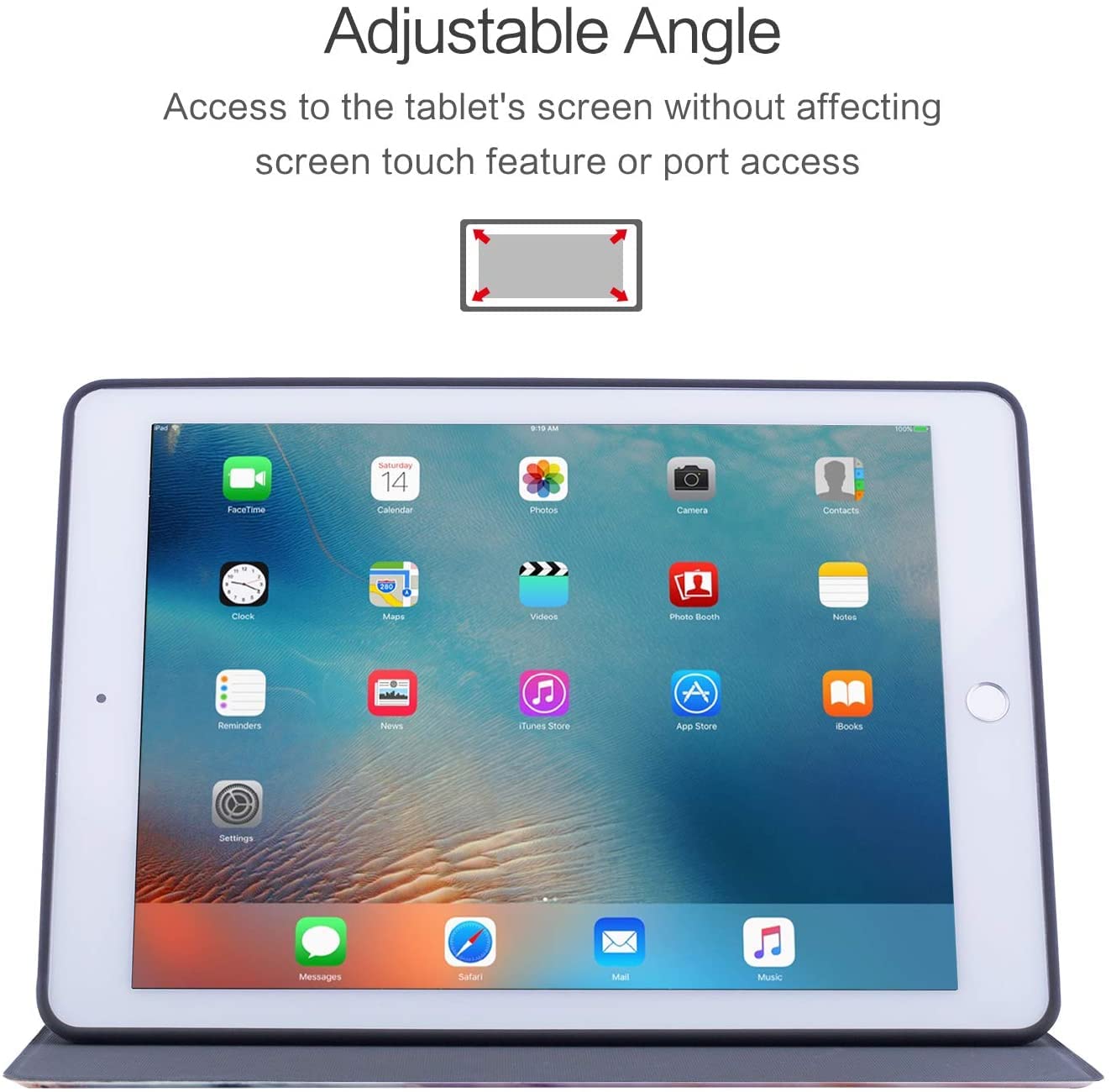 Premium Leather iPad 9.7 Case for iPad Air 1/2 & 5th/6th Gen (2017-2018) - Auto Wake/Sleep Smart Cover with Adjustable Stand | Floral White Design | Perfect for Work, Travel & Home Use