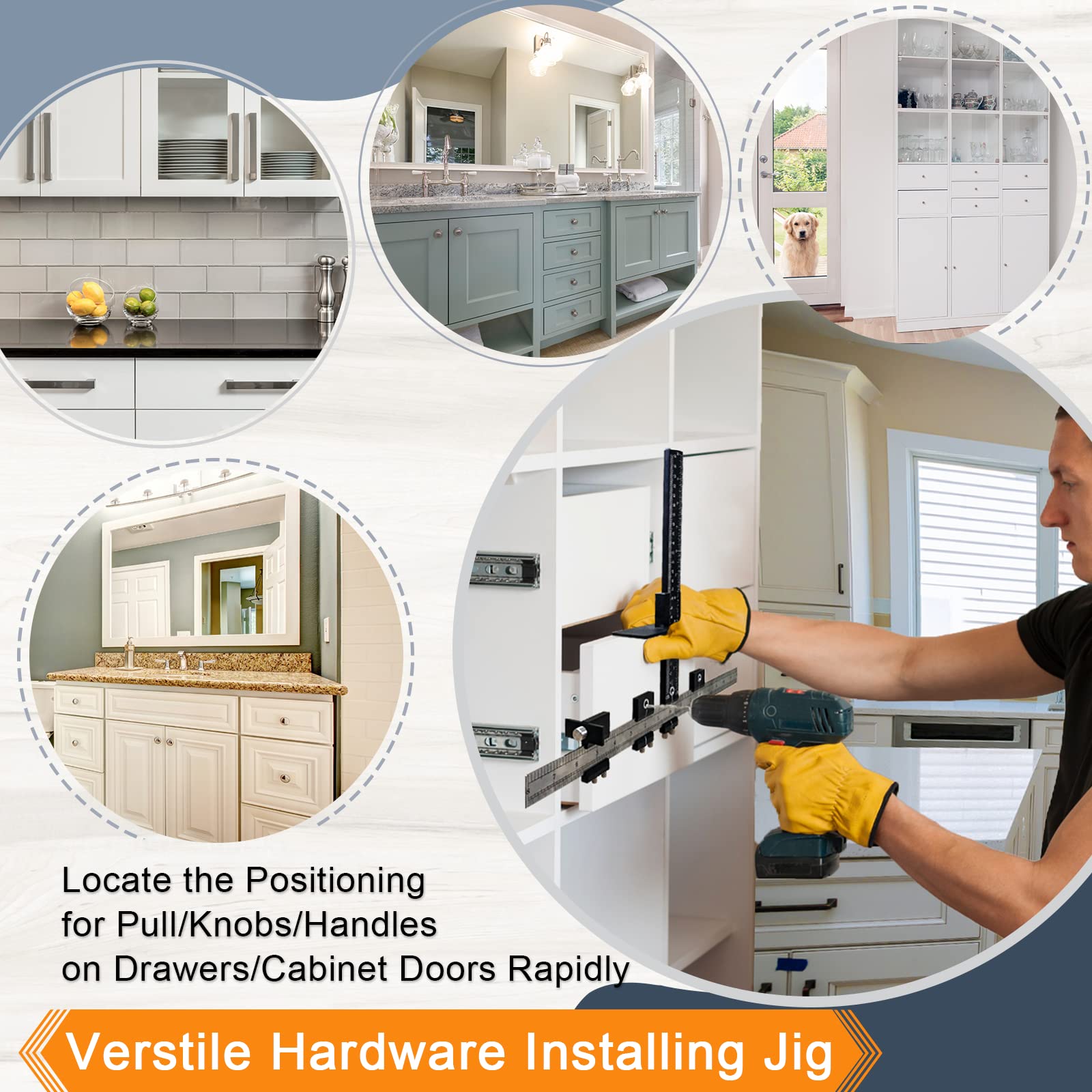 Upgrade Cabinet Pull Template - Adjustable All-Metal Hardware Jig for Door/Drawer Handle & Knob Installation - Includes 5mm & 4mm Drill Bushing Guide - Perfect for DIY Home Improvement & Cabinet Refacing Projects