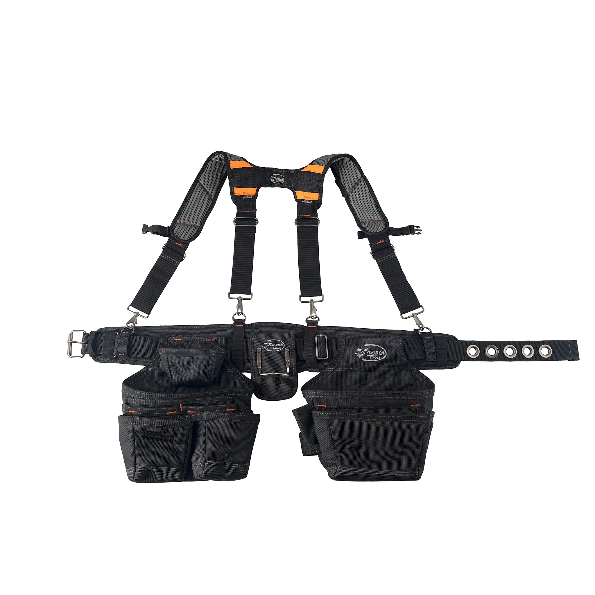 Dead On Tools HDP400945 Heavy-Duty 1680D Poly Carpenter Tool Belt with Suspenders - Durable Black Work Belt for Construction, Carpentry & DIY Projects