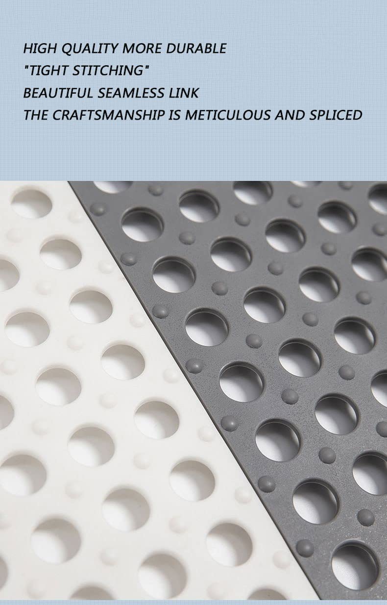 Non-Slip Bathroom Mats Set of 12 - Washable, Foldable & Detachable with Drain Holes - 30x30cm (12