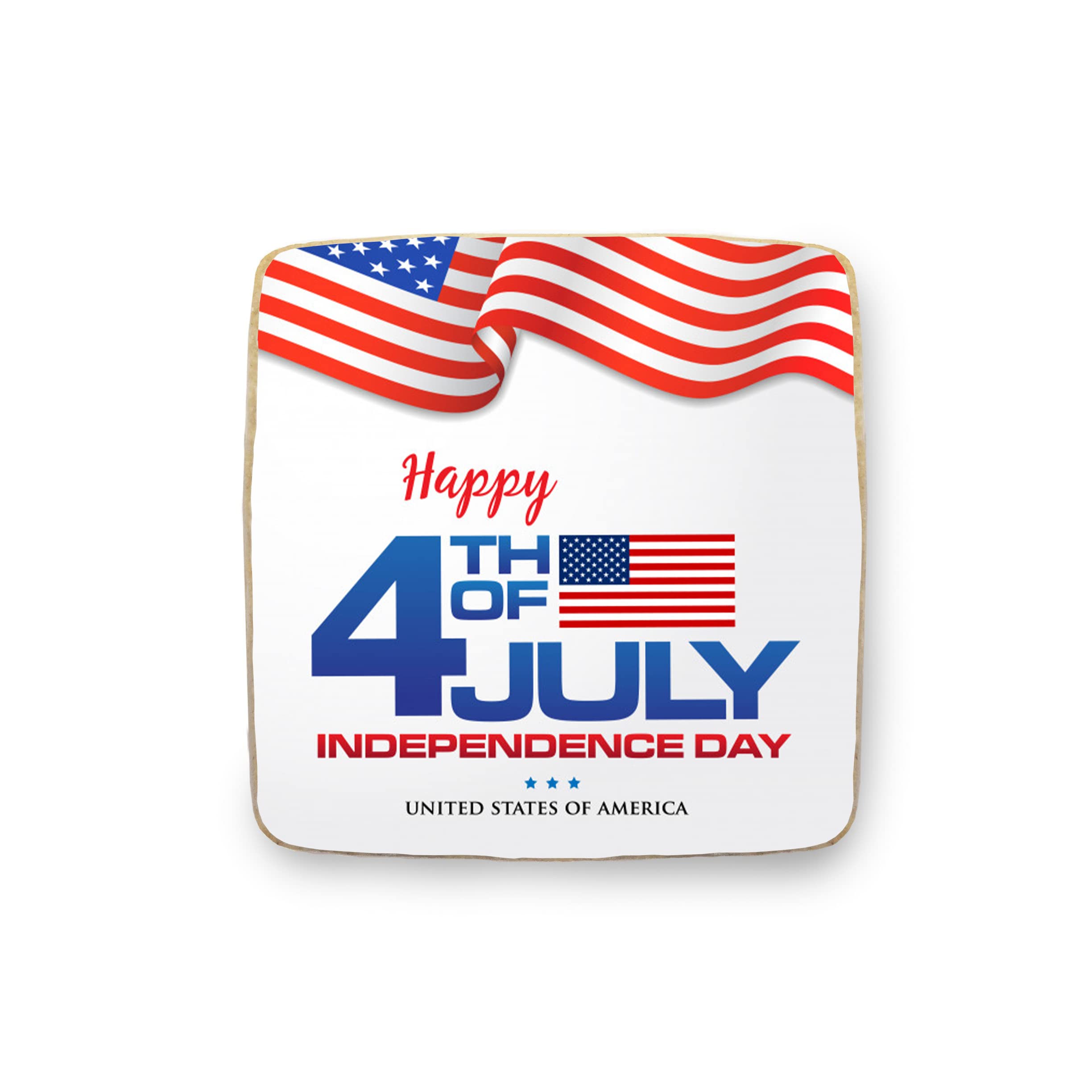Custom Decorated Square Independence Day Cookies - 12 Pack with Personalized Pictures (Design #3) for Parties, Gifts & Celebrations