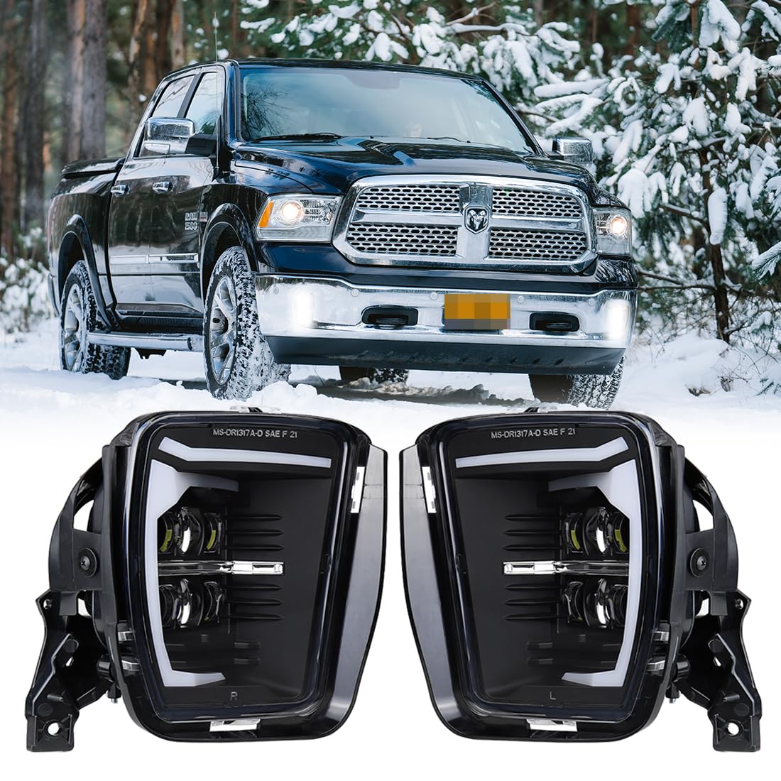 2013-2018 Dodge Ram 1500 LED Fog Lights with DRL - Bright Front Bumper Fog Lamps for Enhanced Visibility & Safety | Perfect for Night Driving, Off-Roading & Inclement Weather