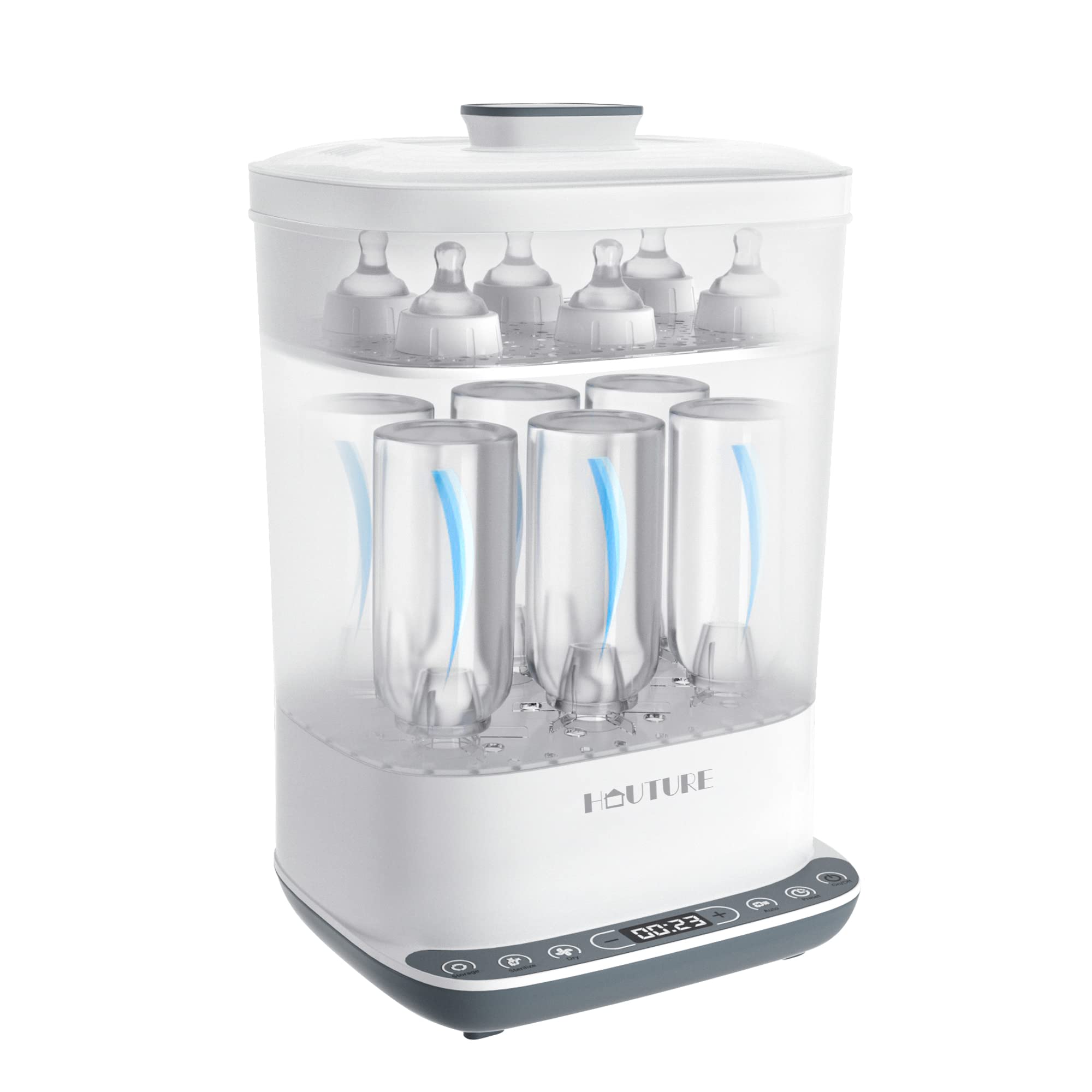 HAUTURE 6-in-1 Electric Baby Bottle Sterilizer and Dryer | Steam Sanitizer for Baby Bottles, Pacifiers, Breast Pump Parts & Accessories | Kills 99.9% Germs | Perfect for Nursery, Travel & Daily Use