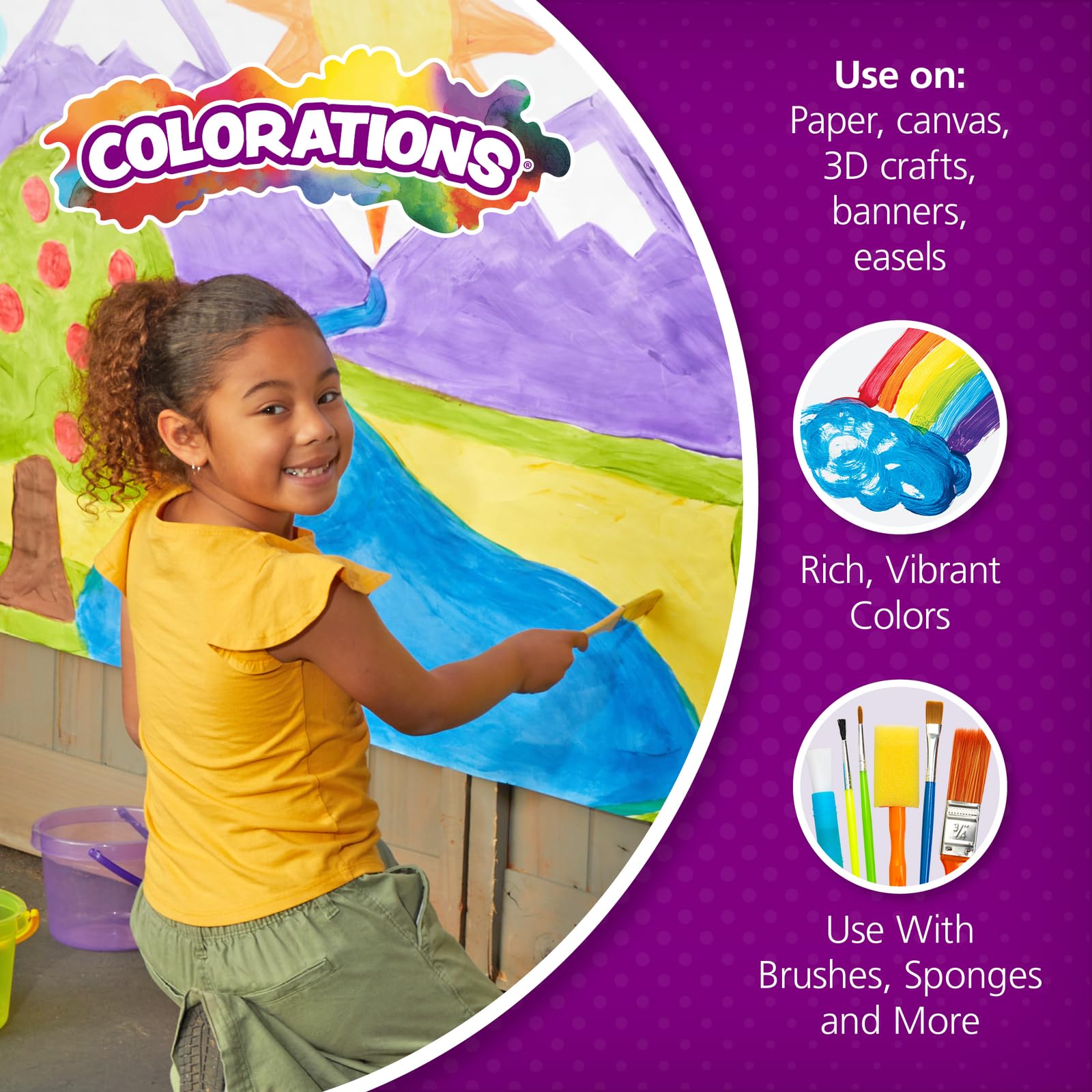 Colorations Washable Tempera Paint - 16 fl oz, Non-Toxic Yellow Kids Art Paint for Crafts & Hobbies | Bold & Vibrant Colors for Classroom, Home DIY Projects & Creative Fun