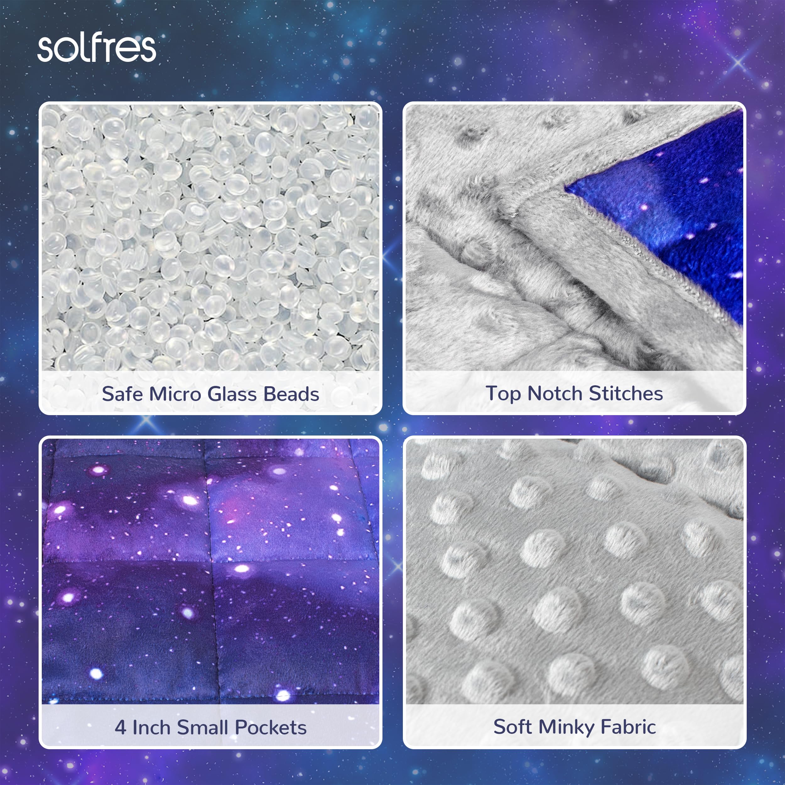 Solfres 7lbs Weighted Blanket for Kids & Teens - 41x60 Inch Ultra Soft Heavy Blanket with Nebula Galaxy Print - Sensory Therapy for Anxiety, Stress Relief & Better Sleep