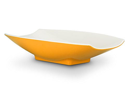 Bon Chef 53704-2Tone Yellow Melamine Mixing Bowl Set - Durable Yellow & White Curved Design for Kitchen Prep, Baking & Serving - Perfect for Salad, Pasta, Fruit & Snacks