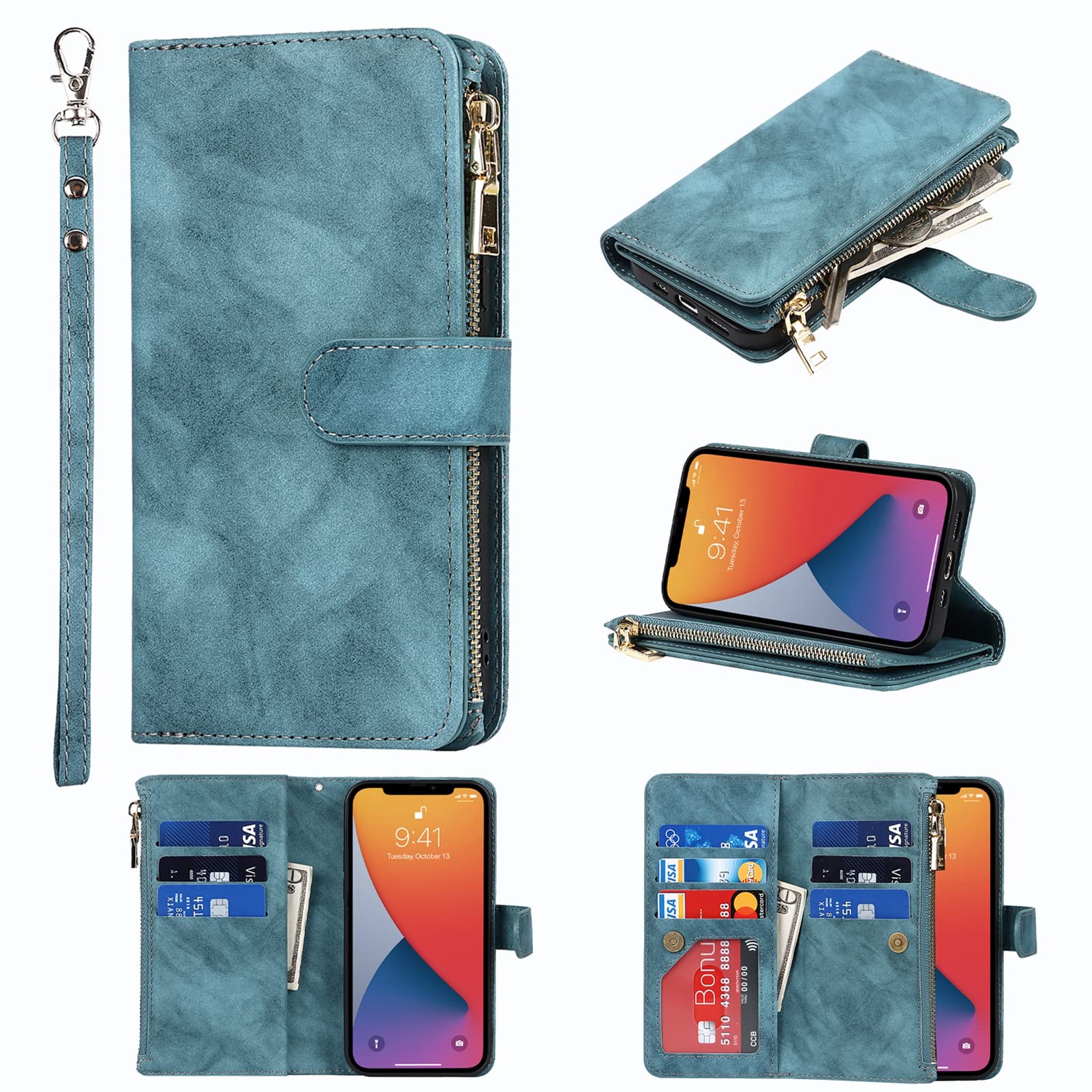 Jaorty Magnetic Leather Wallet Case for iPhone 12 Pro (6.1
