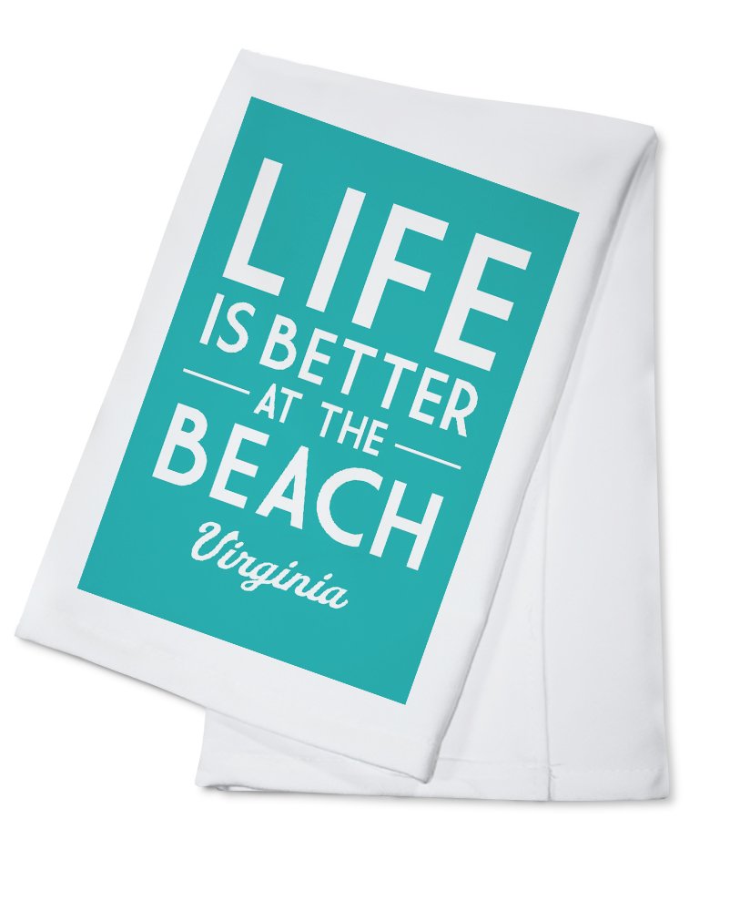 Virginia Life is Better at The Beach 100% Cotton Tea Towel - Decorative Hand Towel for Kitchen, Bathroom & Home Decor - Perfect for Beach House, Coastal Decor and Gift Giving