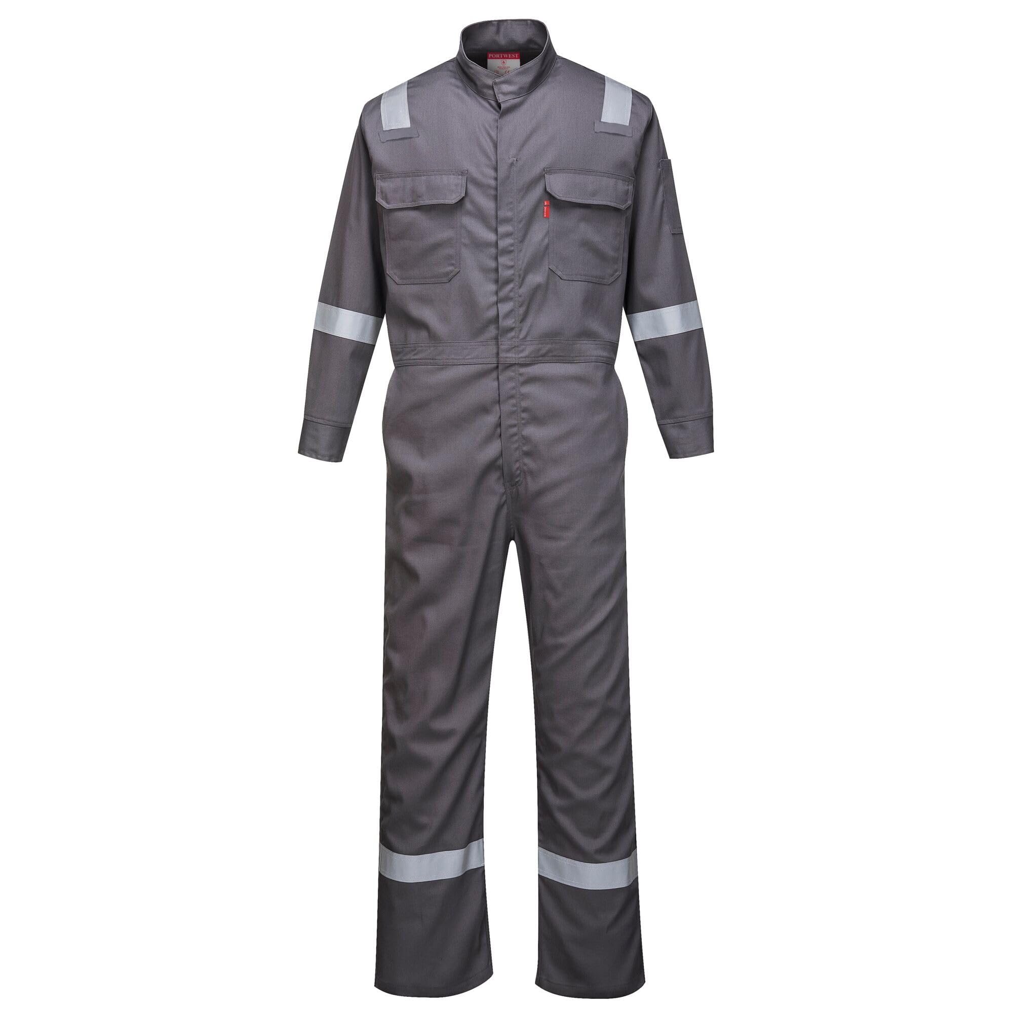 Portwest FR94 Bizflame Fire Resistant Coverall with FR Reflective Tape - ASTM NFPA Certified - Gray 6XL - Flame Resistant Workwear for Industrial Safety & Hazardous Environments