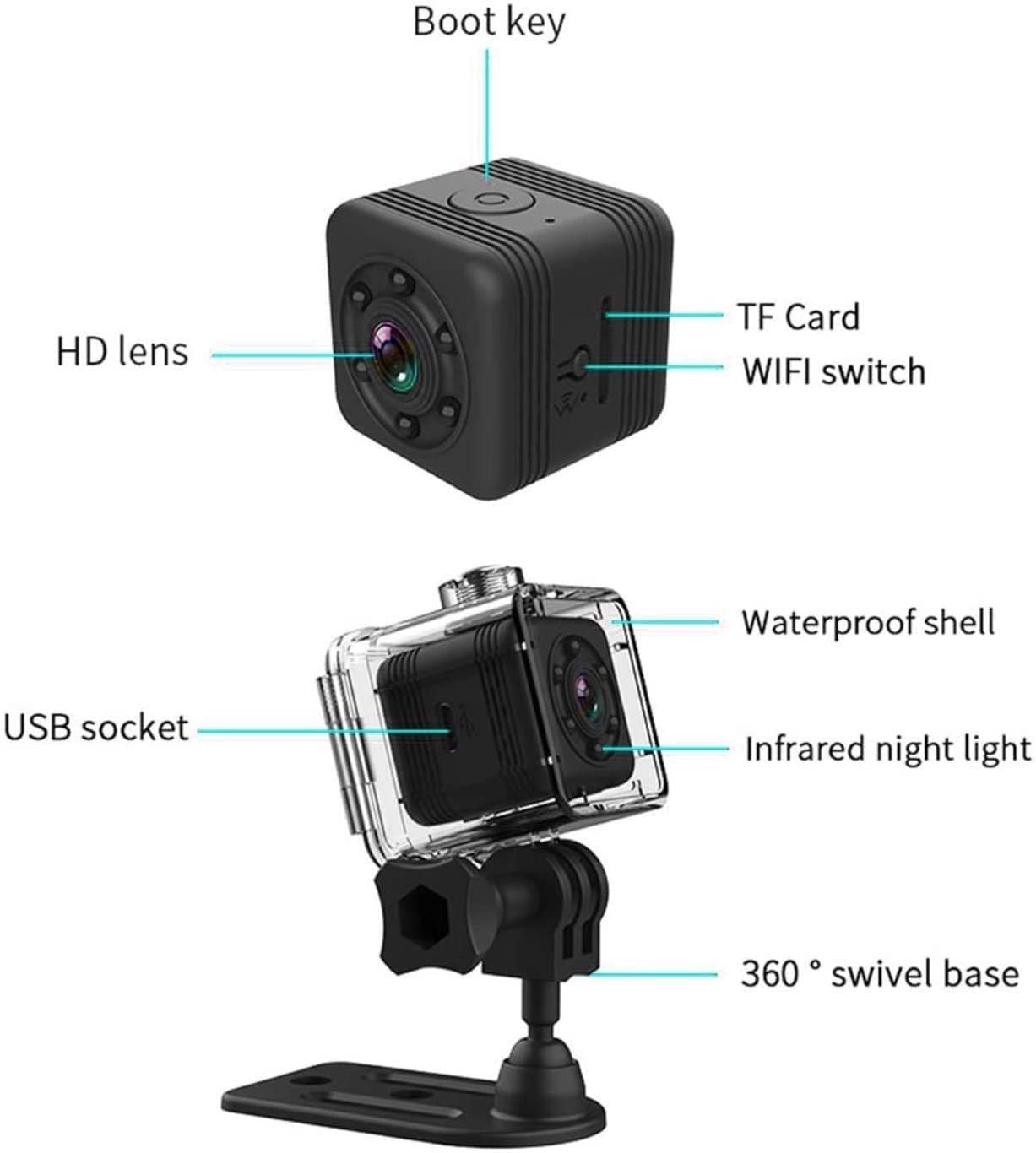 HD 1080P Mini Hidden Spy Camera with Built-in Strong Magnet - Waterproof, Motion Detection & Night Vision Action Camera (32GB, Black) | Perfect for Home Security, Nanny Monitoring, and Outdoor Surveillance