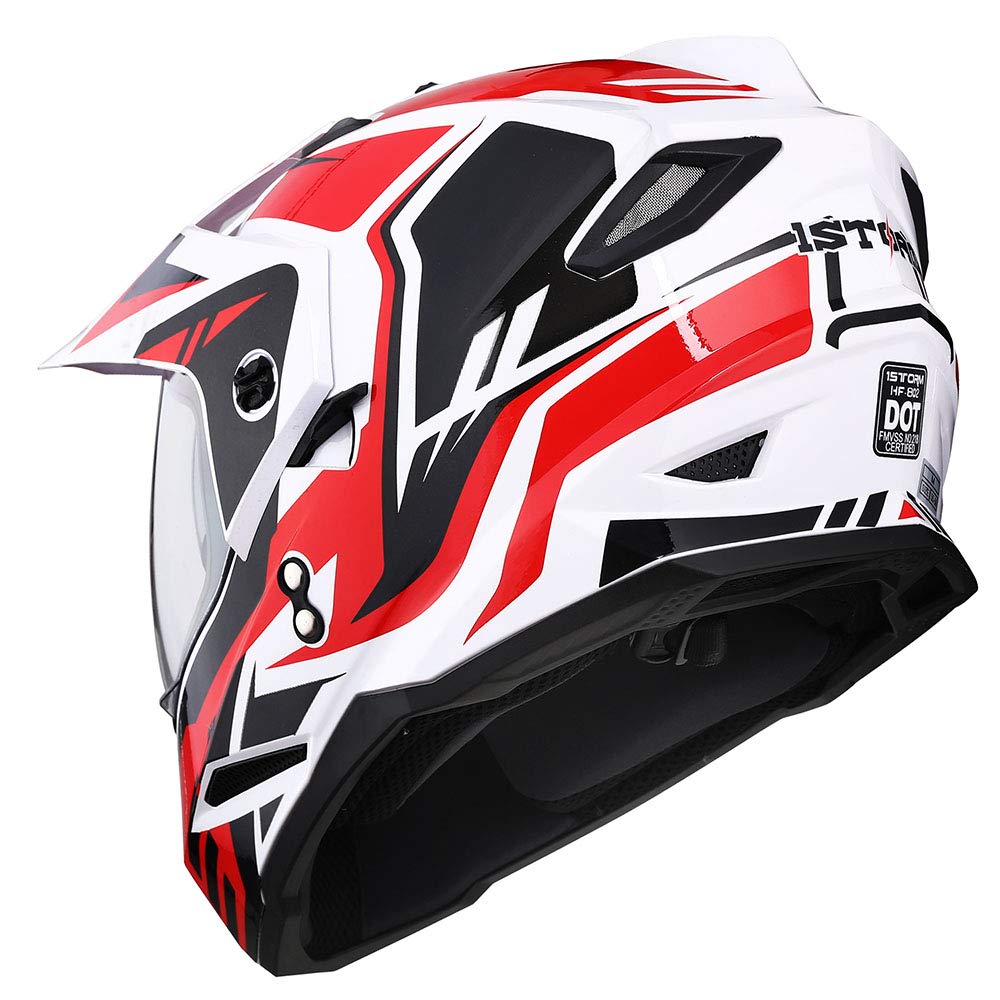 1Storm HF802 Dual Sport Motorcycle Helmet - Full Face Off-Road Motocross Helmet with Dual Visor for Men & Women - Perfect for Dirt Biking, ATV Riding & Adventure Motorcycling