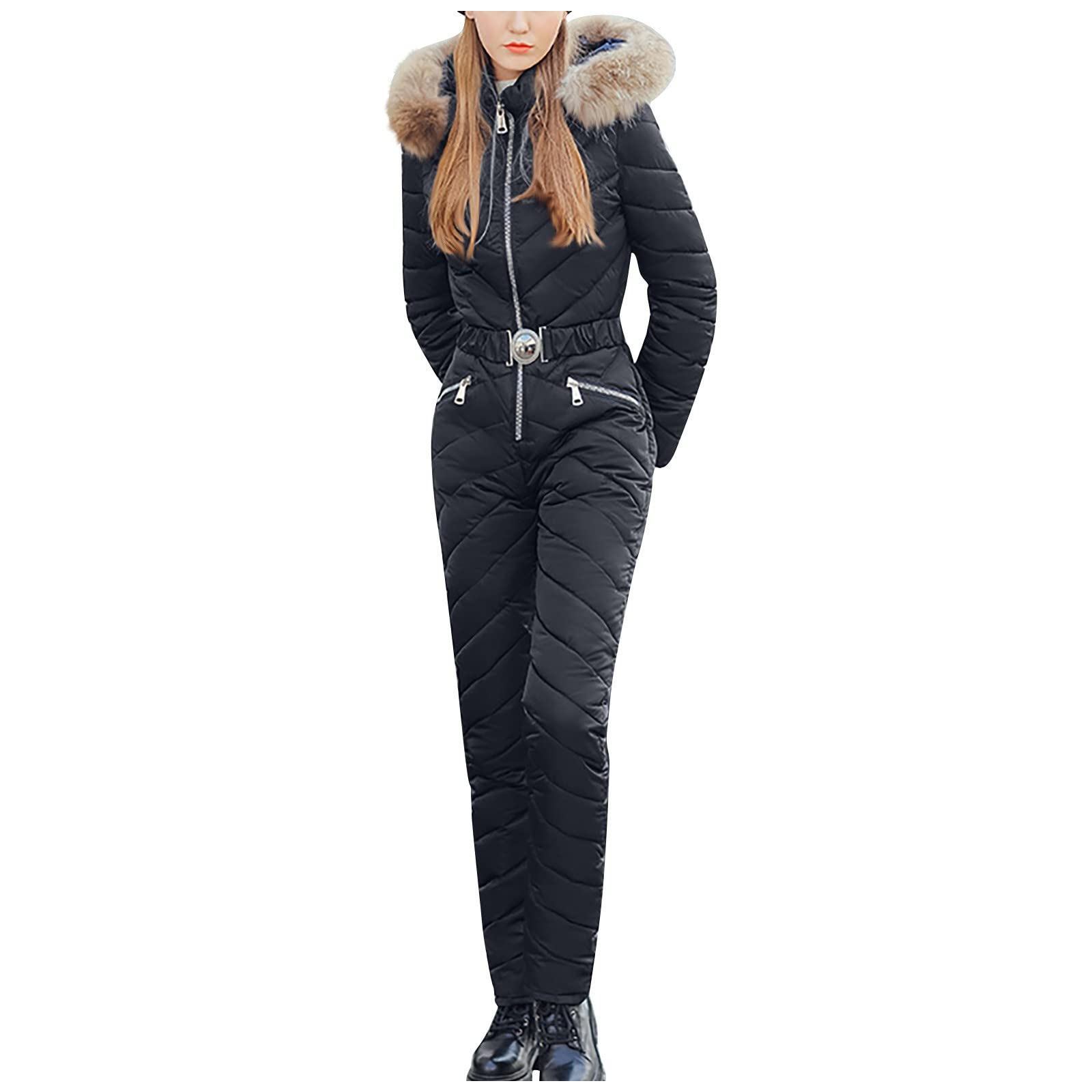 ANEWONESON Women's Winter Warm Hooded Thick Slim Jacket Long Overcoat - Elegant Winter Coat for Graduation, Work & Outdoor Activities