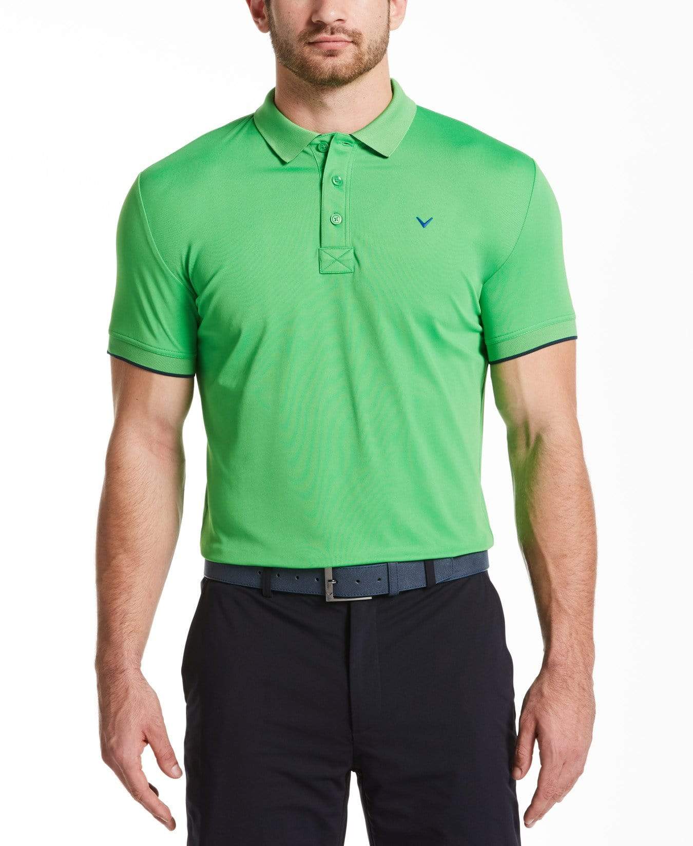 Callaway X Solid Contrast Rib Polo for Men - Performance Golf Shirt with Moisture-Wicking Fabric - Ideal for Golf, Casual Wear & Outdoor Activities