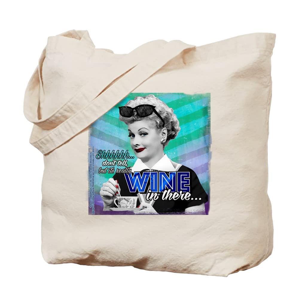 I Love Lucy Wine Tote Bag - Natural Canvas Reusable Grocery Shopping Bag for Wine Lovers & TV Show Fans - Perfect for Groceries, Beach Trips & Gift Giving