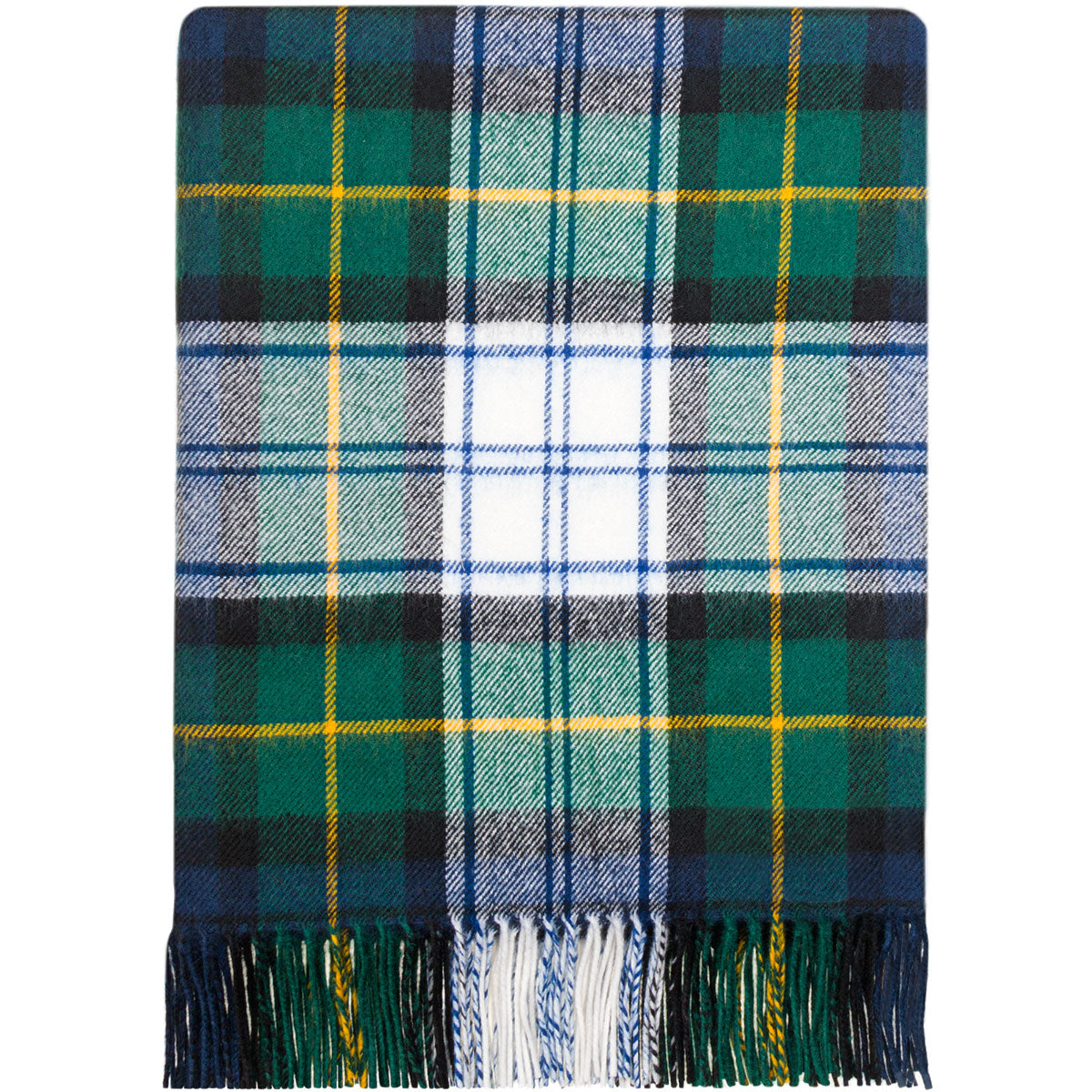 Gordon Dress Modern Tartan Lambwool Blanket - Soft & Warm Plaid Wool Throw for Cozy Home, Office, and Travel Use