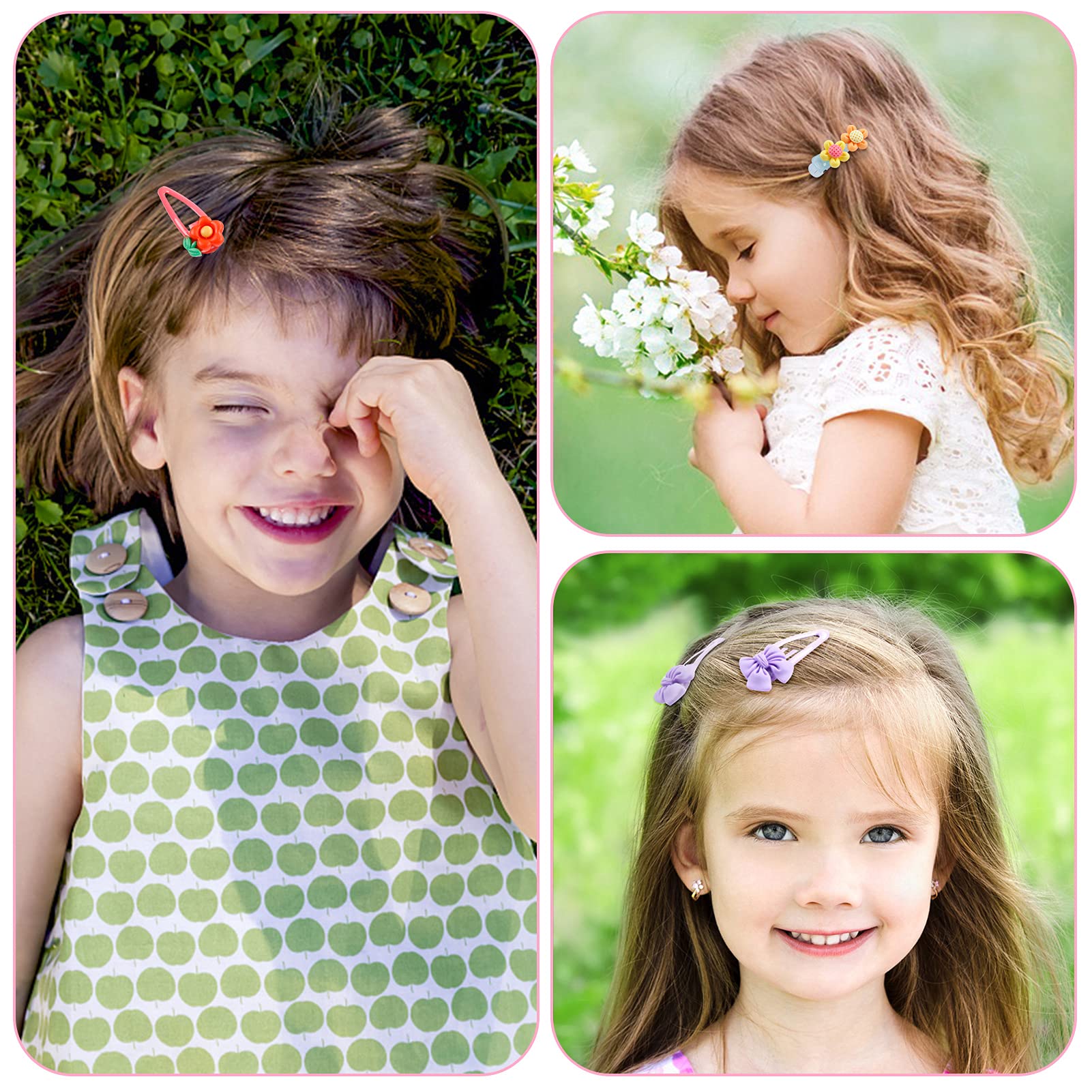 24pcs Non-Slip Snap Hair Clips for Girls & Toddlers | Colorful Baby Hair Barrettes & Hair Accessories | Perfect for School, Parties & Daily Styling