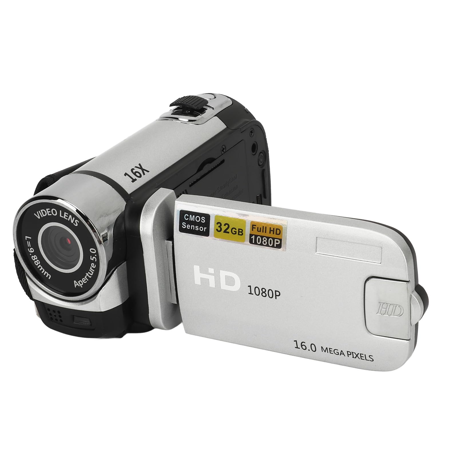 Plyisty Kids Video Camera - 1080P HD 16MP Digital Camcorder with 16X Zoom | Vlogging Camera for Toddlers, Girls & Boys | Perfect for Birthday Gifts, Travel Videos & Creative Learning (Silver)