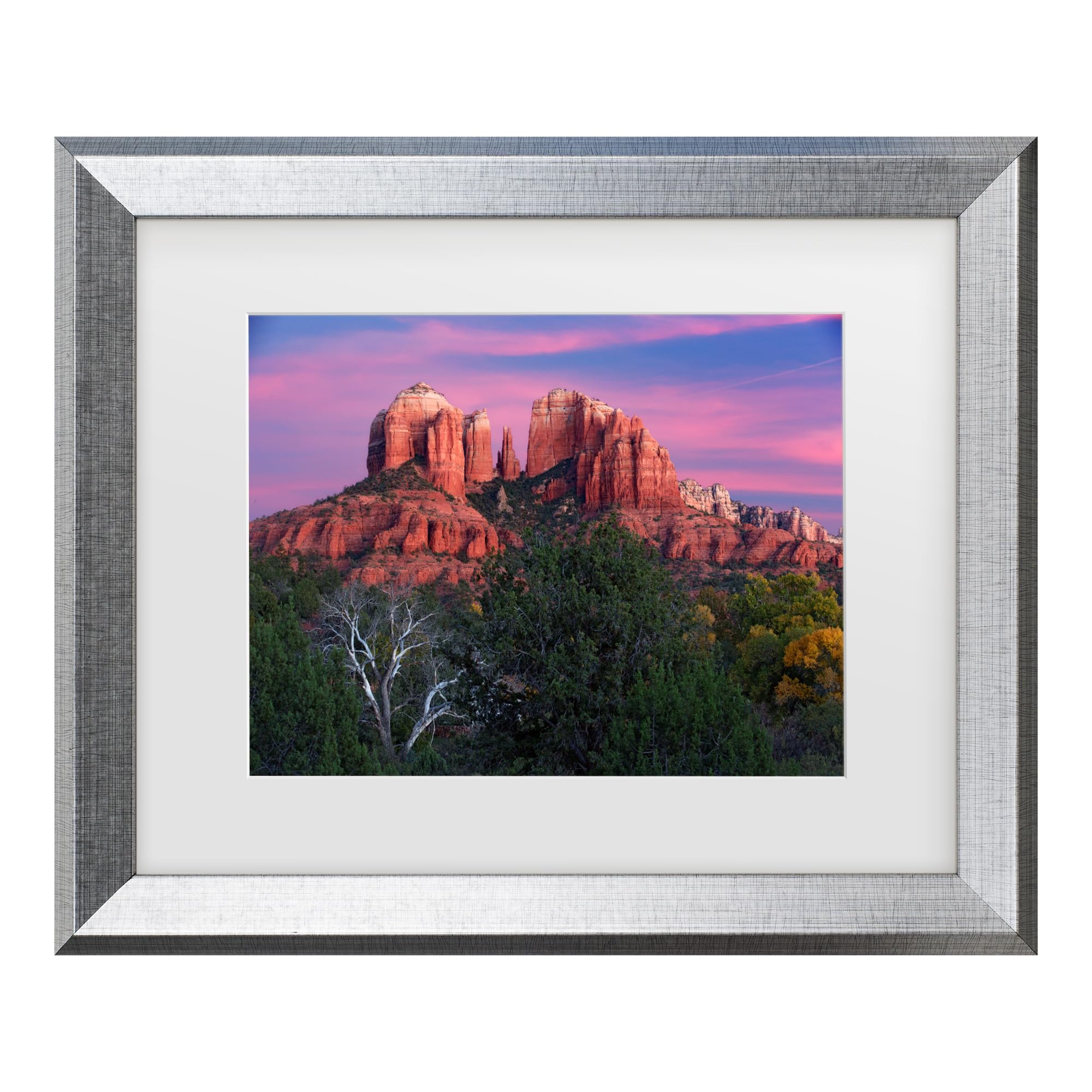 Mike Jones 'Sedona Cathedral Rock Dusk' Framed Wall Art Print - Sunset Landscape Photography for Living Room, Bedroom & Office Decor