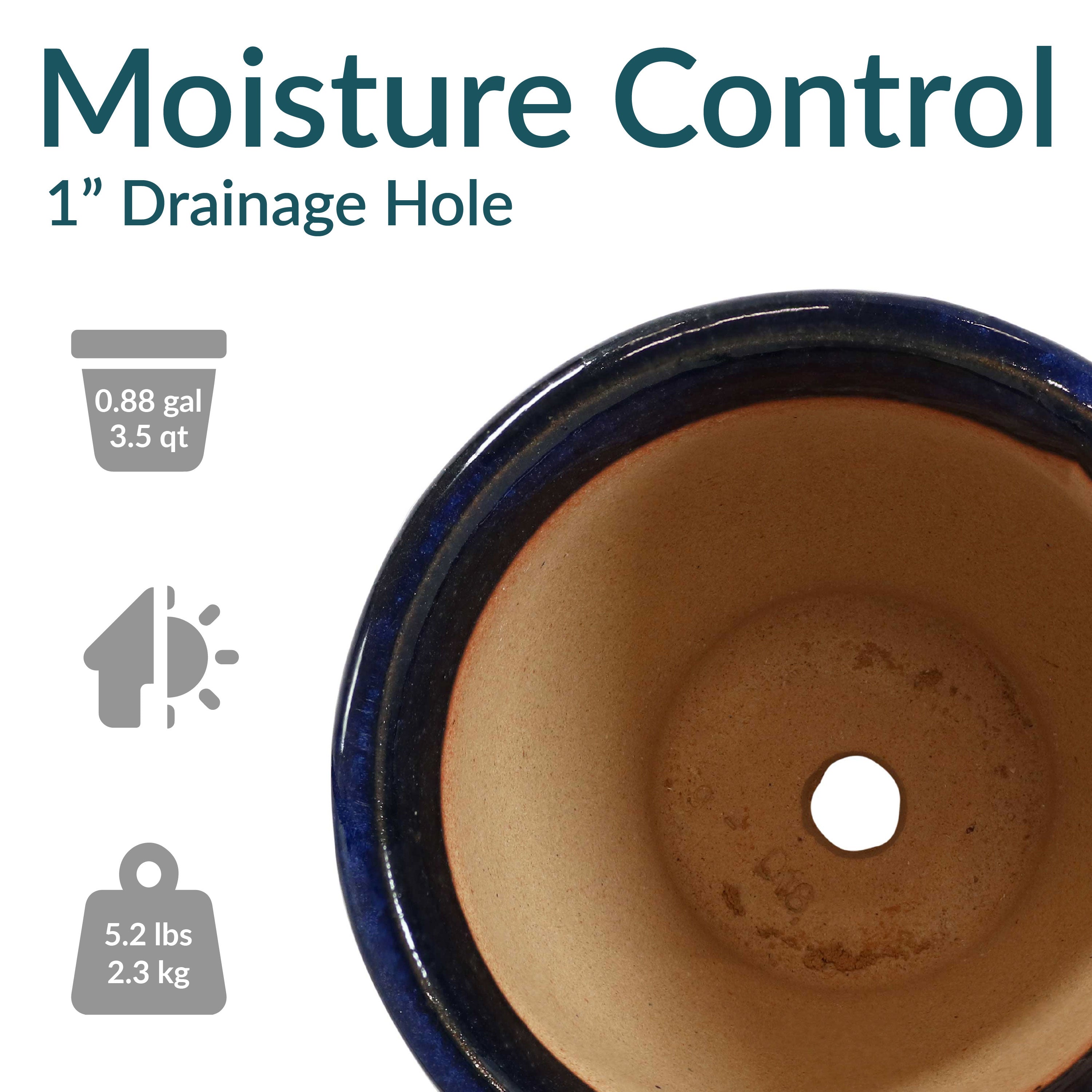 Premium Glazed Ceramic Plant Pots with Drainage Holes - Set of 2 Indoor/Outdoor Flower Planters for Home Decor, Garden & Patio