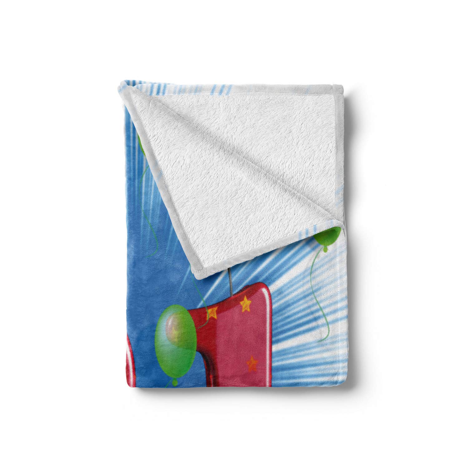 Ambesonne 21st Birthday Throw Blanket - Blue & White Abstract Balloon Design, Soft Flannel Fleece Accent Blanket (70