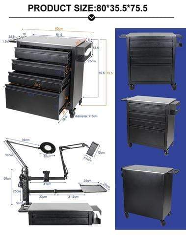 Professional Tattoo Artist Workstation - Portable Tattoo Table with Adjustable Height & Storage | Perfect for Tattoo Studios, Home Tattooing & Mobile Tattoo Artists