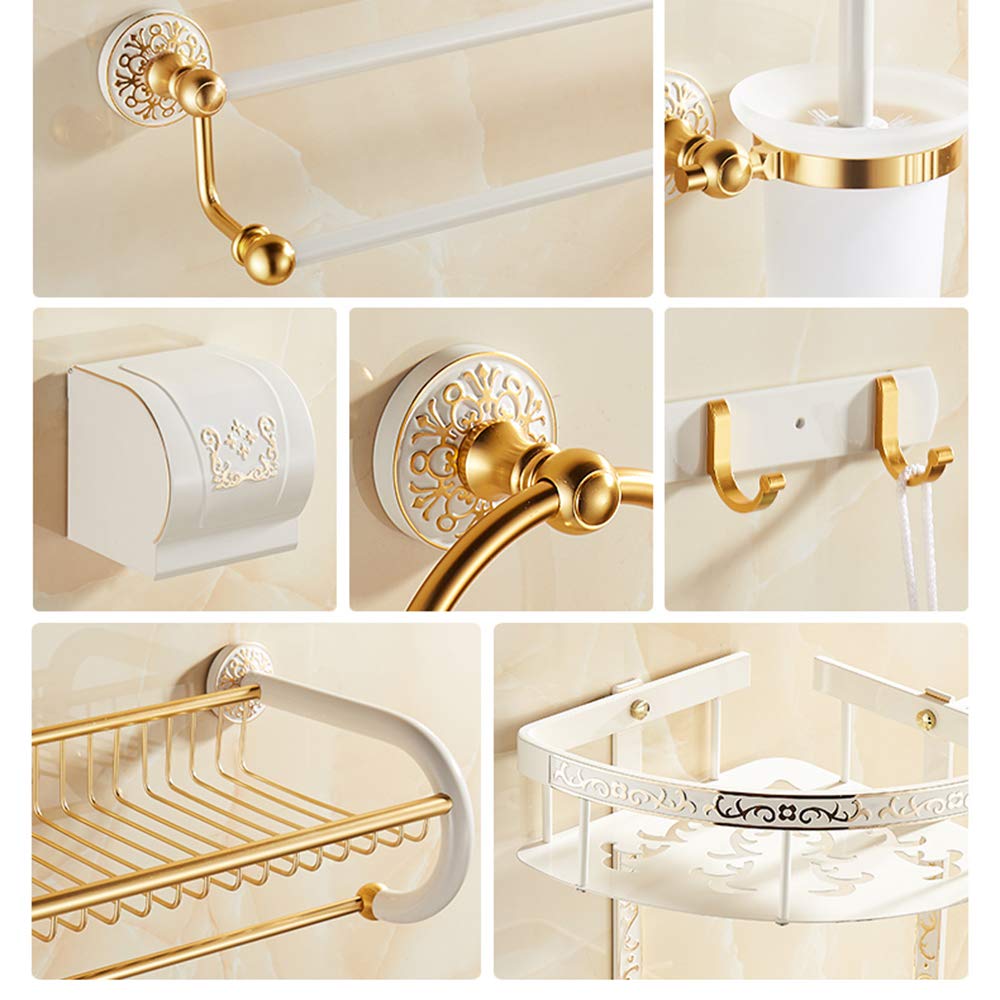 European Golden Bathroom Shelf Set - Wall Hanging Storage for Bath Essentials