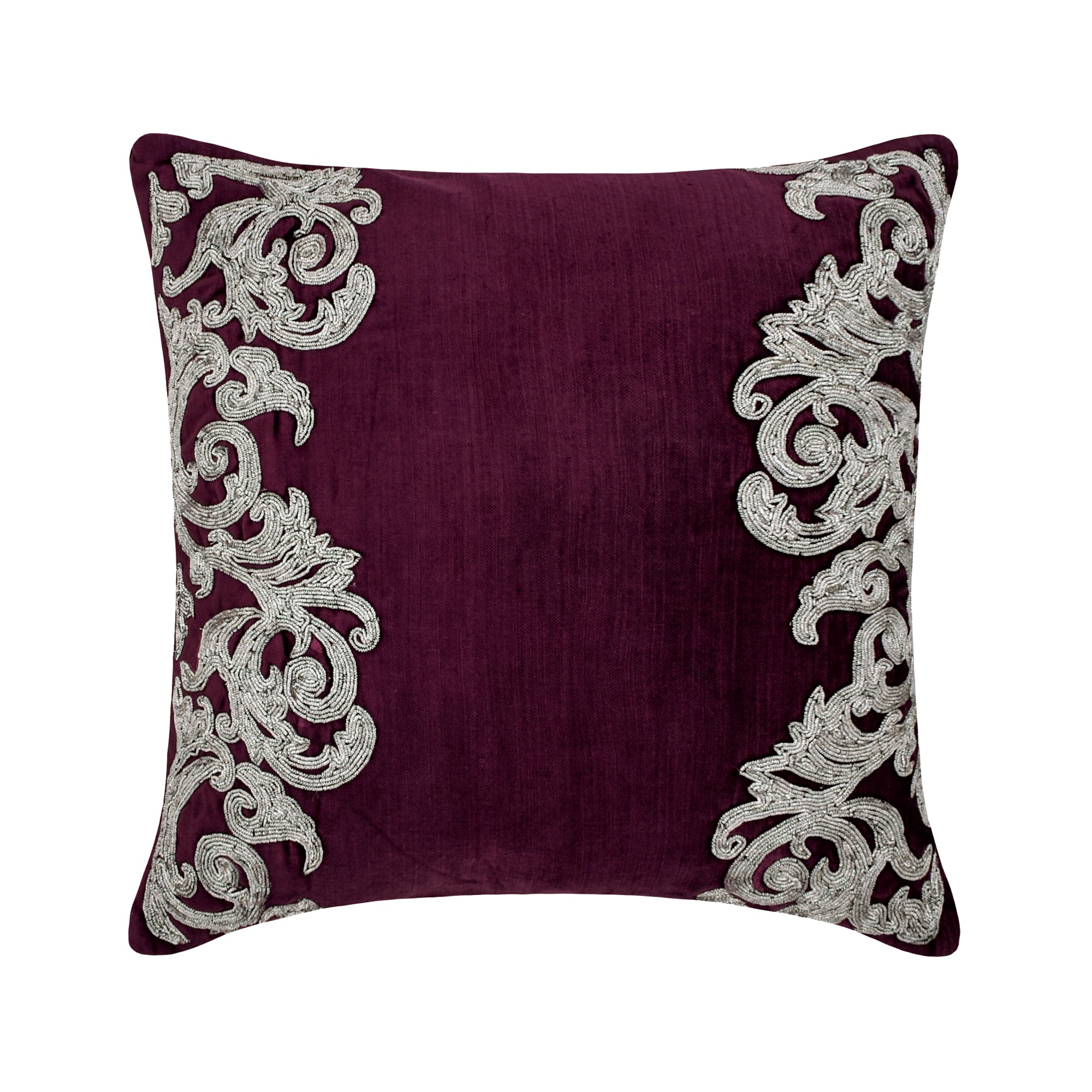 Art Nouveau Tyrian Purple Velvet Throw Pillow Cover - Luxurious Home Decor for Sofa, Bed & Couch - Soft Decorative Cushion Case for Living Room & Bedroom