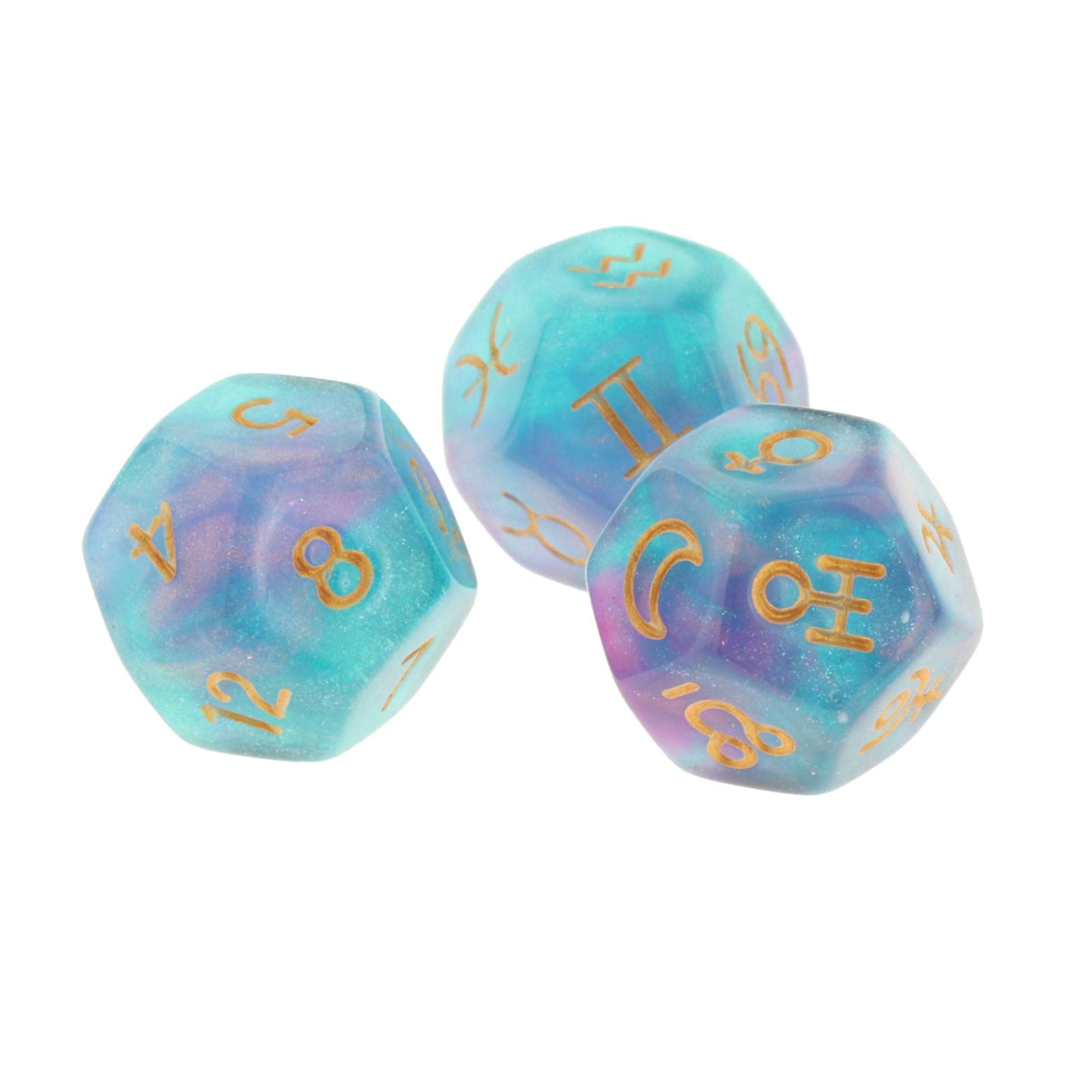 Astrology Dice Set - 3pc Acrylic Constellation Divination for Board Games & Parties