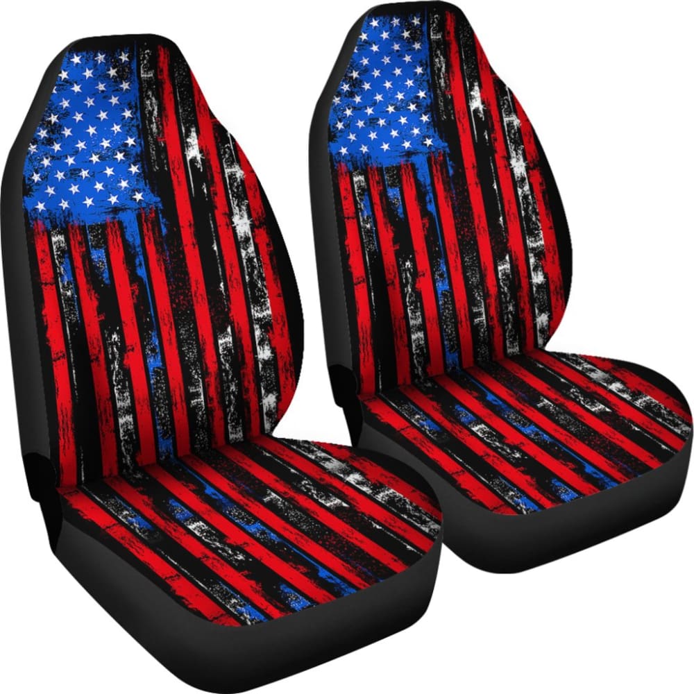 Thin Red Line American Flag Car Seat Covers - Durable & Stylish for Trucks, SUVs & Police Vehicles - Perfect for Patriotic Drivers & First Responders