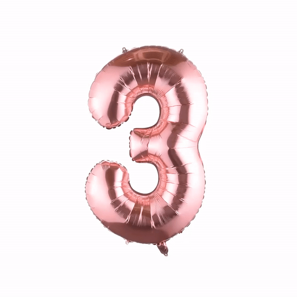 Balloonify Rose Gold Mylar Number 3 Balloon - 40 Inch Large Foil Balloon for Birthday Parties, Baby Showers & Anniversary Decorations (1 Count Box)