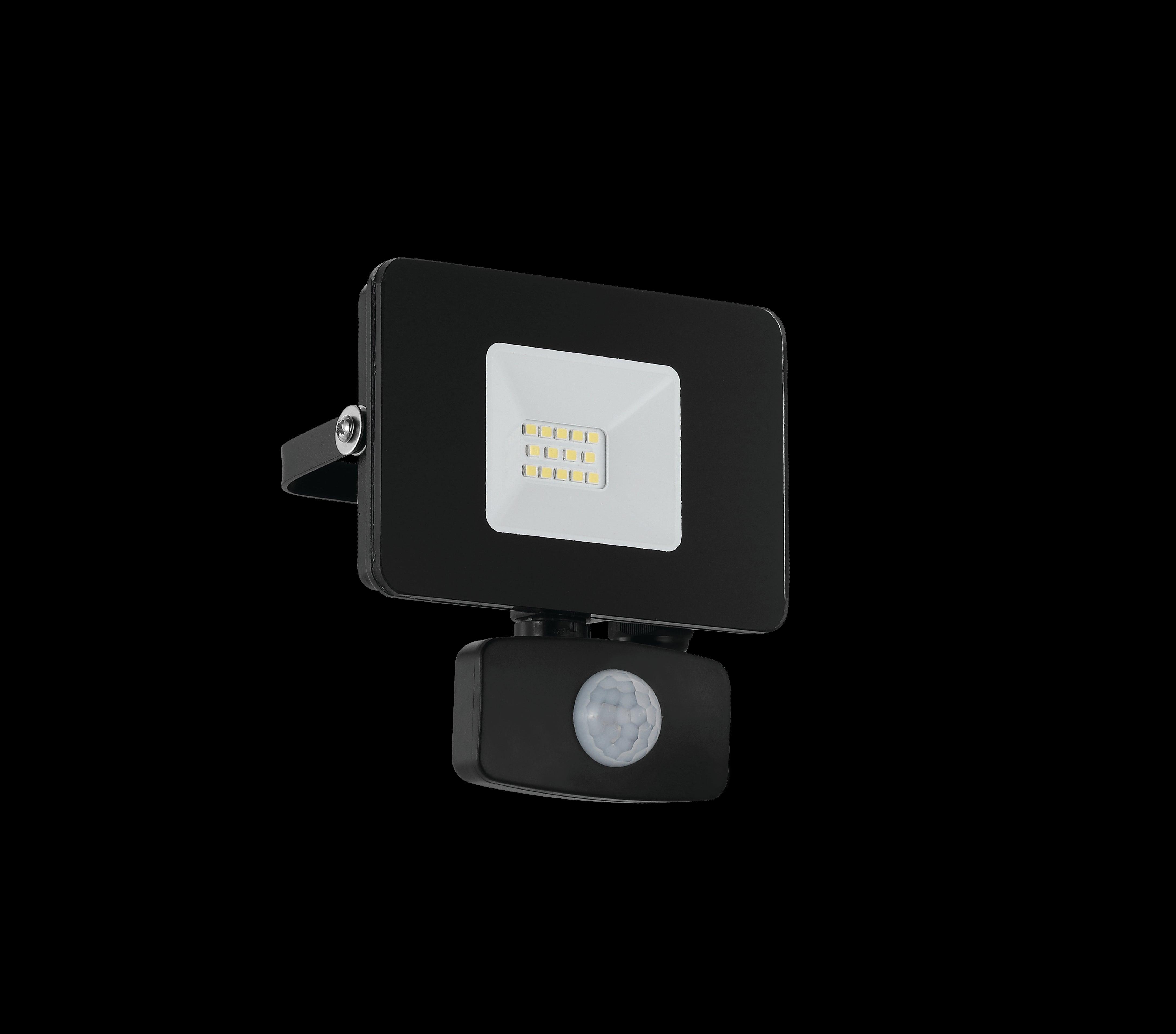 Eglo Faedo 3 IP44 Waterproof Outdoor LED Black PIR Motion Sensor Flood Light 10W - Perfect for Garden, Patio, and Driveway Security Lighting