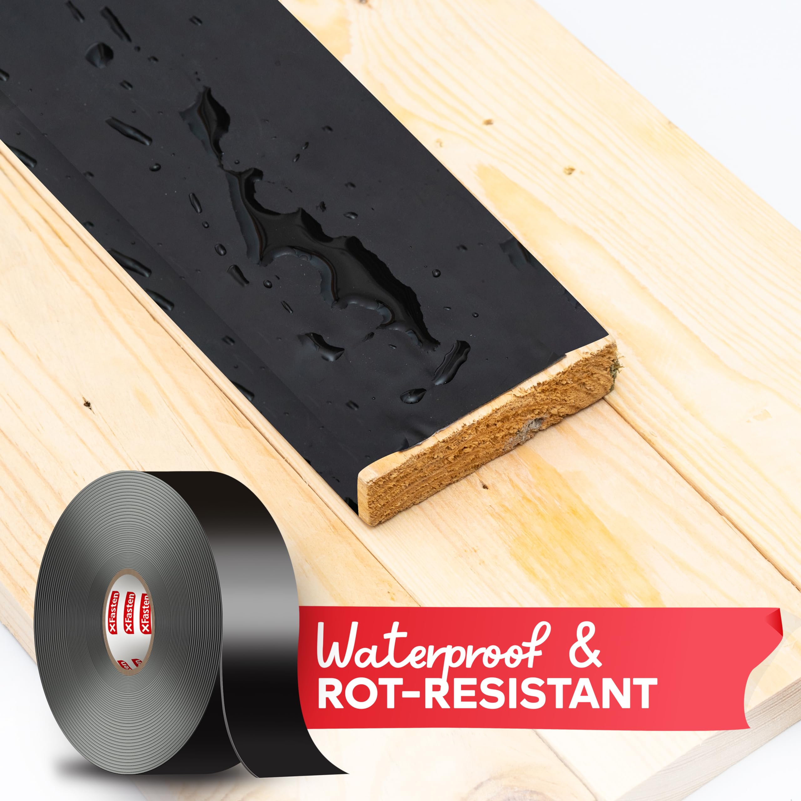 XFasten 2 Inch x 50 Feet Butyl Joist Tape (24-Pack) - Waterproof Deck Flashing Tape for Roofing, Decking & Construction | Professional Sealant for Waterproofing & Protection - Black