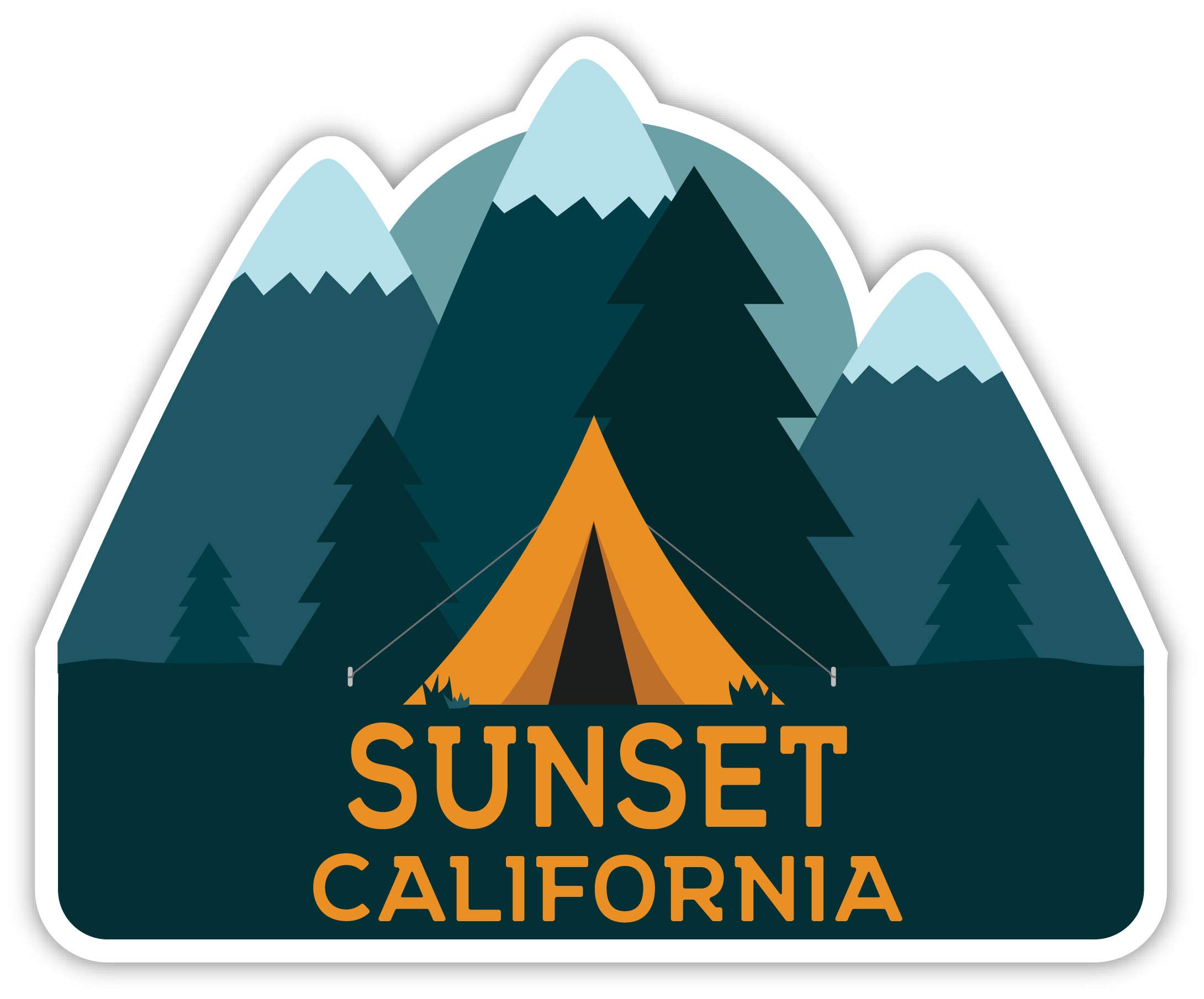 Sunset California Souvenir - 2 Inch Vinyl Decal Sticker for Camping Tent, Car, Laptop & Water Bottle - Durable Outdoor Adventure Stickers for Travel Enthusiasts