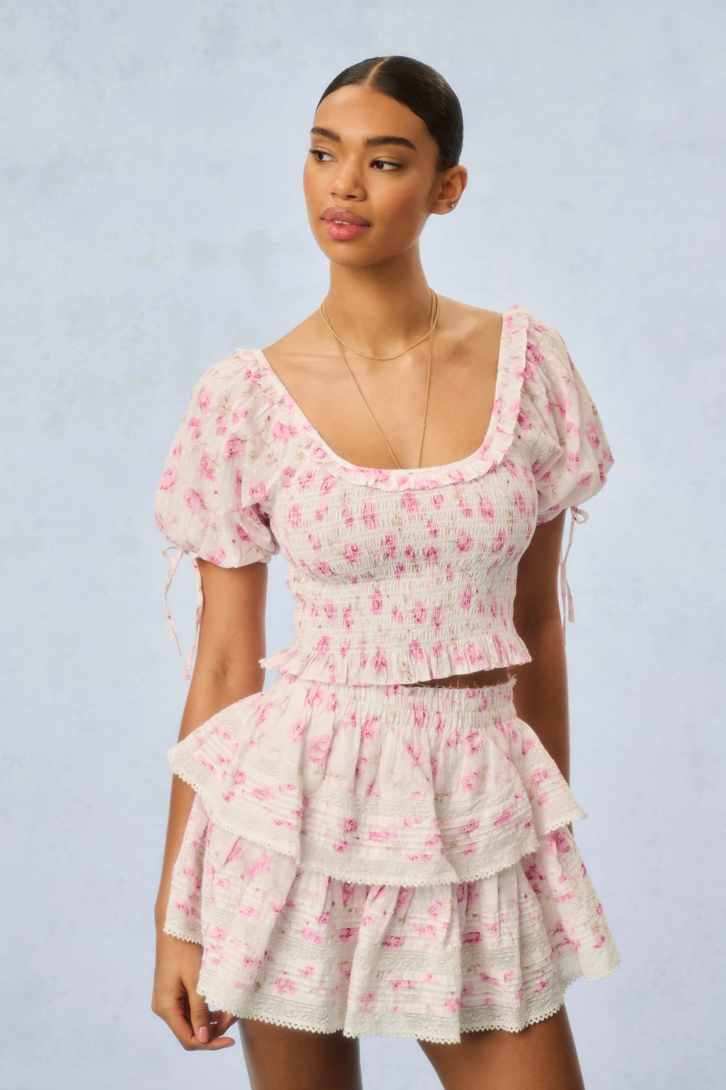 Elegant Ruffle Mini Skirt with Fragrance Print - Perfect for Summer Outfits, Parties, and Casual Wear