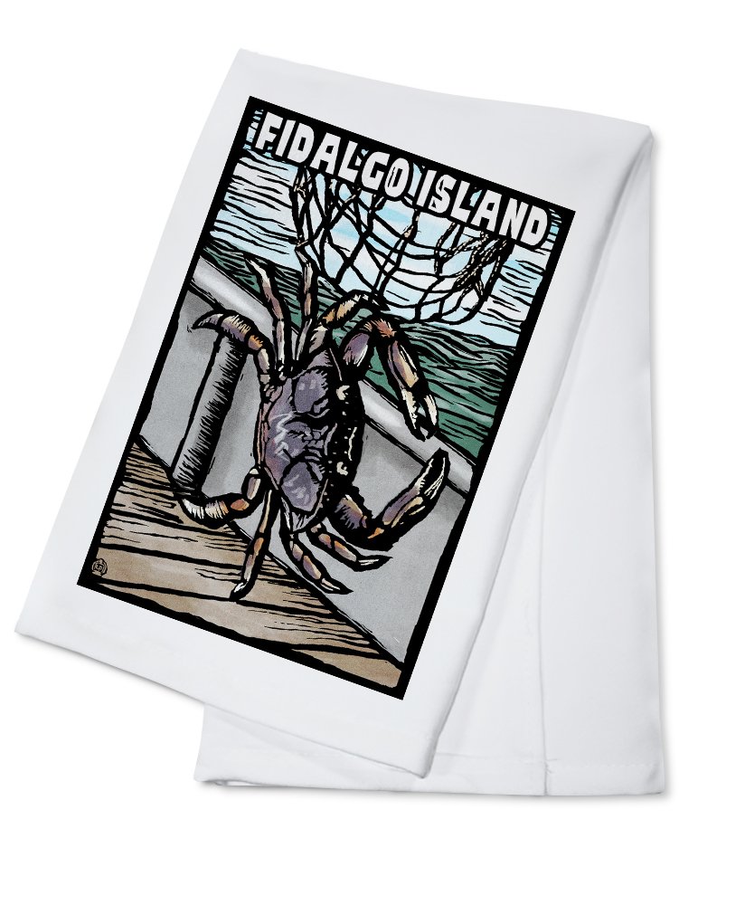 Dungeness Crab Scratchboard Tea Towel - 100% Cotton Decorative Hand Towel for Kitchen & Home | Fidalgo Island, Washington Inspired - Perfect for Cooking, Baking & Coastal Decor