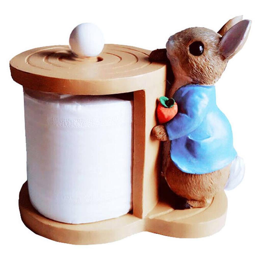 Cute Rabbit Toilet Paper Holder - Vertical Desktop Paper Towel Stand with 11cm Rod, Handmade for Bathroom & Kitchen Use