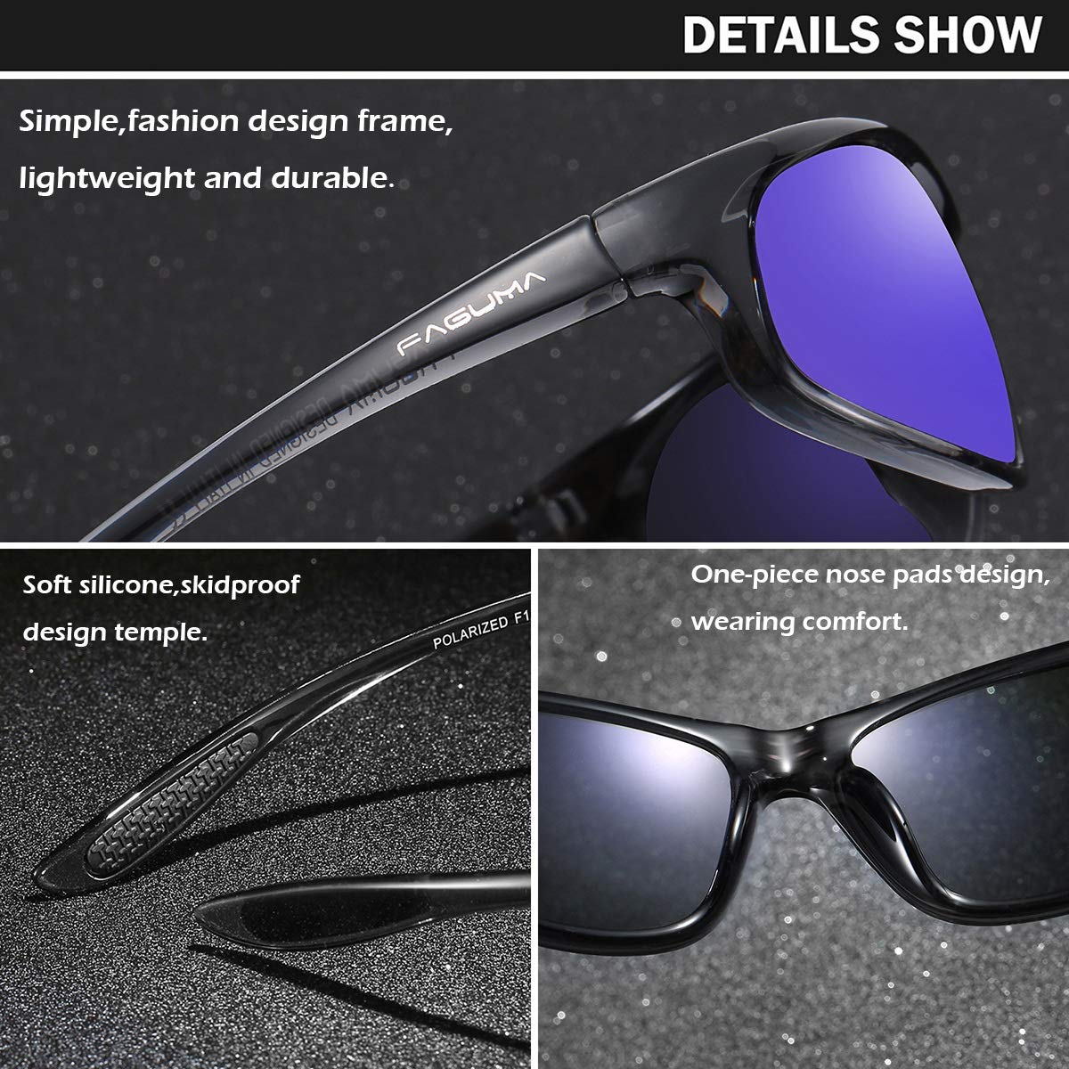 FAGUMA Polarized Sports Sunglasses for Men - UV400 Protection for Cycling, Driving, Fishing & Outdoor Activities - Lightweight & Durable for All-Day Comfort