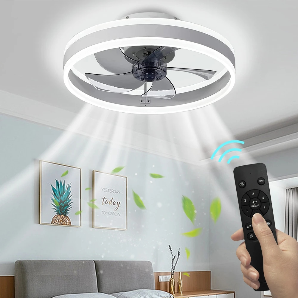 Smart LED Ceiling Fan with Light - 6 Speed Settings, Ultra Quiet, Energy Efficient - Perfect for Bedroom, Living Room, and Office Spaces