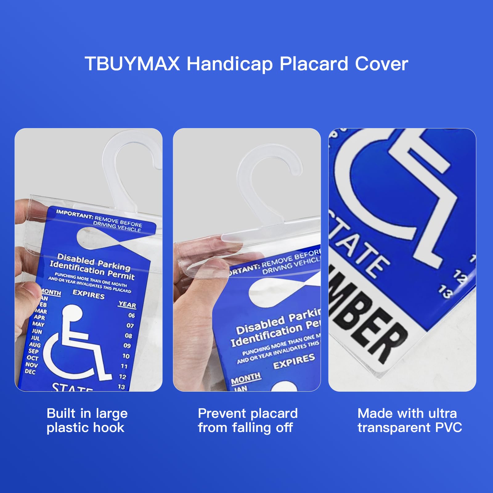 Ultra Clear Disabled Parking Placard Holder for Car - Thickened Hanging Sign Holder for Handicap Permit (Set of 2) - Perfect for Easy Access & Visibility in Vehicles