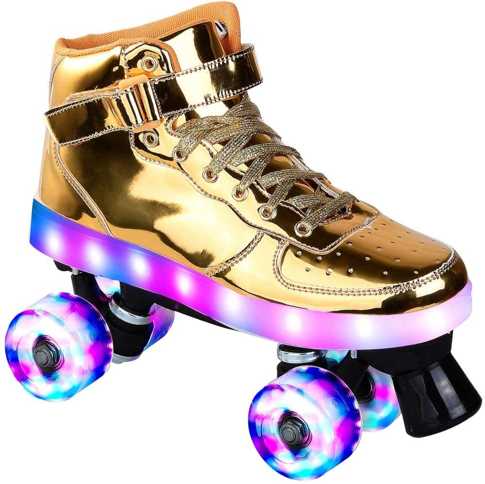 CHSSIH LED Rechargeable Roller Skates for Kids & Adults - High-Top Outdoor/Indoor 4-Wheel Skates with Flashing Lights | Perfect for Skate Parks, Rinks, and Neighborhood Fun