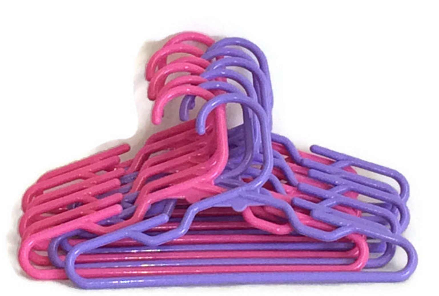 12-Pack Doll Hangers Set - 6 Lavender & 6 Pink Plastic Hangers for 18 Inch Doll Clothes | Perfect for American Girl Doll Wardrobe Organization & Playroom Storage
