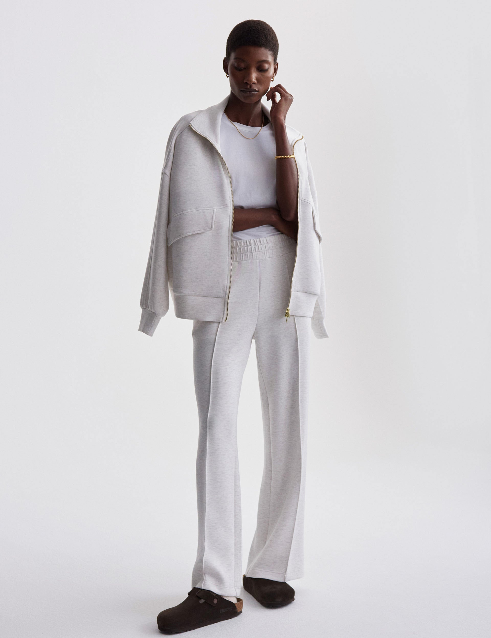 Stylish Wide Leg Pants Size 30 in Elegant Ivory Marl - Perfect for Office Wear & Casual Outfits