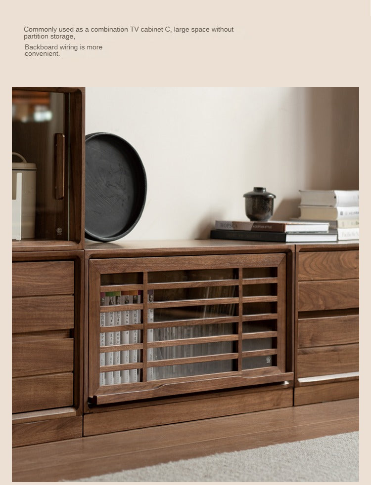 Premium Black Walnut Solid Wood Modular Bookcase - Customizable Storage Shelf for Home Office, Living Room & Library Organization