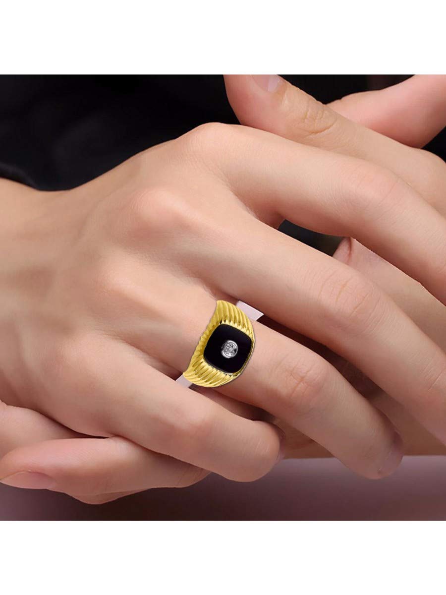 Stylish Rylos Men's Onyx Ring - Sterling Silver or Gold Plated with Diamonds | Size 8-13 | Perfect for Weddings, Parties & Formal Events