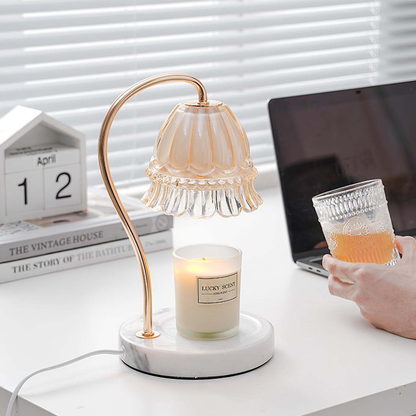 Lily Marble Warmer Table Lamp - Elegant Aromatherapy Diffuser for Home, Office & Spa - Perfect for Relaxation, Meditation & Mood Lighting