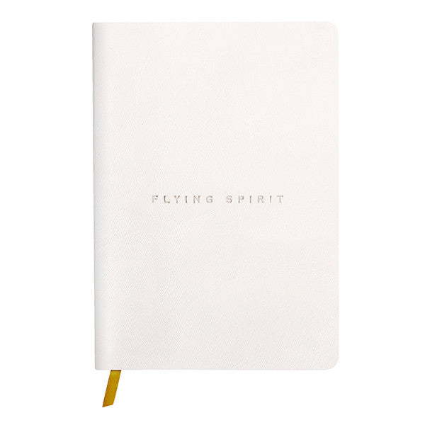 Clairefontaine Flying Spirit Leather Notebook - A5 Size, White, Premium Writing Journal for Professionals & Students - Perfect for Office, School & Travel Use
