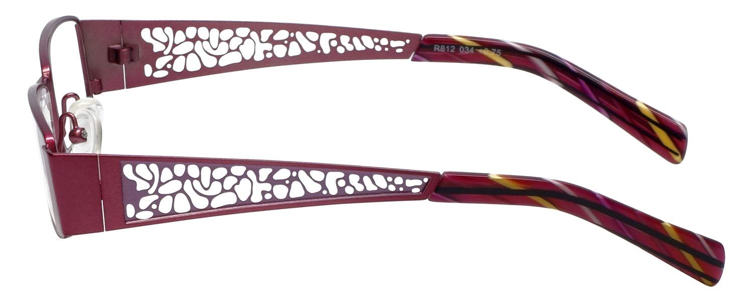 Calabria 812 Purple Metal Designer Reading Glasses +1.00 Strength - Stylish & Lightweight for Reading, Computer Use & Close Work