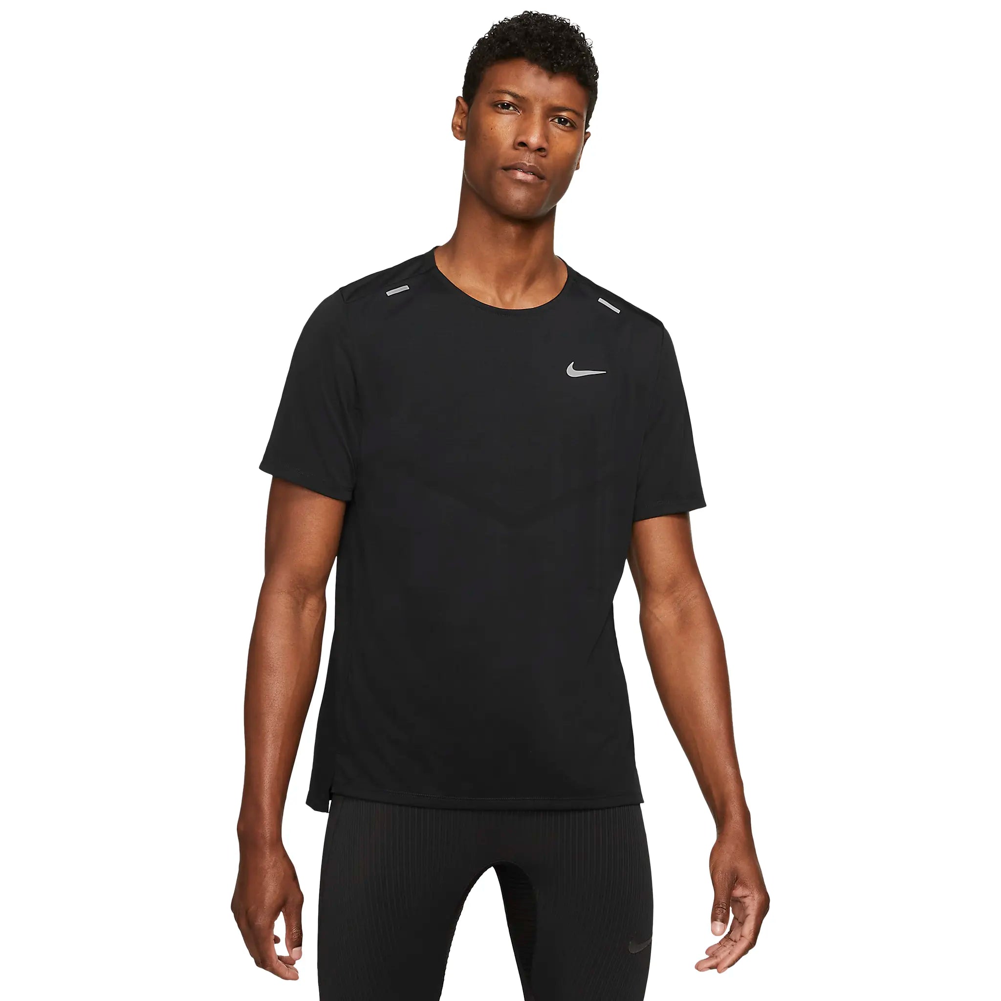 Nike Dri-FIT Rise 365 Black Running T-Shirt for Men - Moisture-Wicking Workout Shirt for Running, Gym & Training | Lightweight Athletic Performance Top