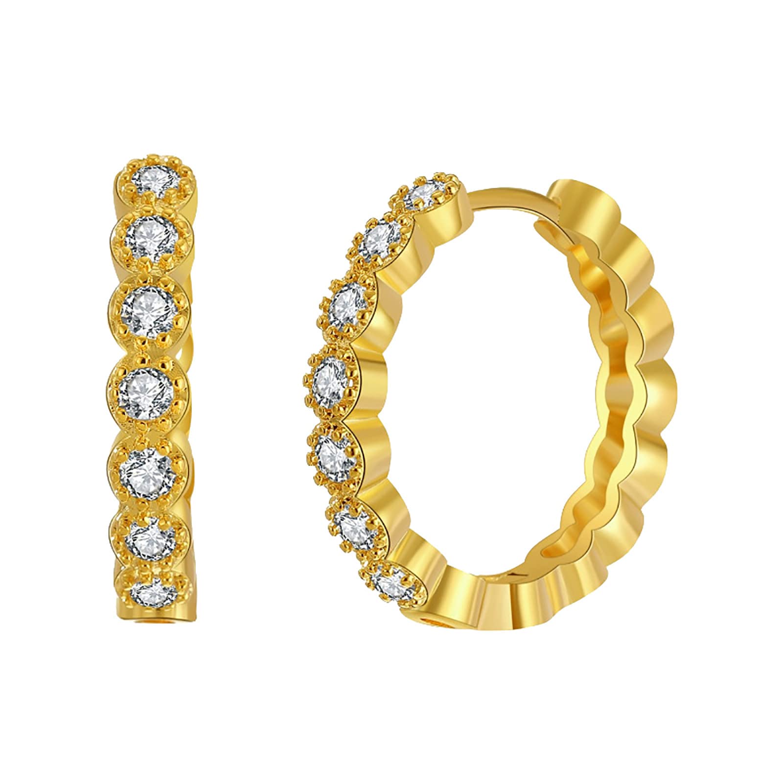 18K Gold Plated Turquoise Diamond Earrings for Women - Shiny Cubic Zirconia Stud Earrings Jewelry Gift for Birthday, Anniversary & Special Occasions
